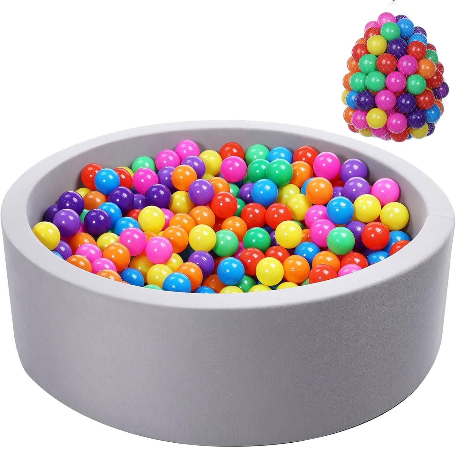 YAVAYI Kids Play Tent Ball Pool with 100 Colorful Balls Indoor Outdoor Round Kids Memory Foam Ball Pit, Gift & Toys for Children (Grey Ball Pit, Toddler, Kid)