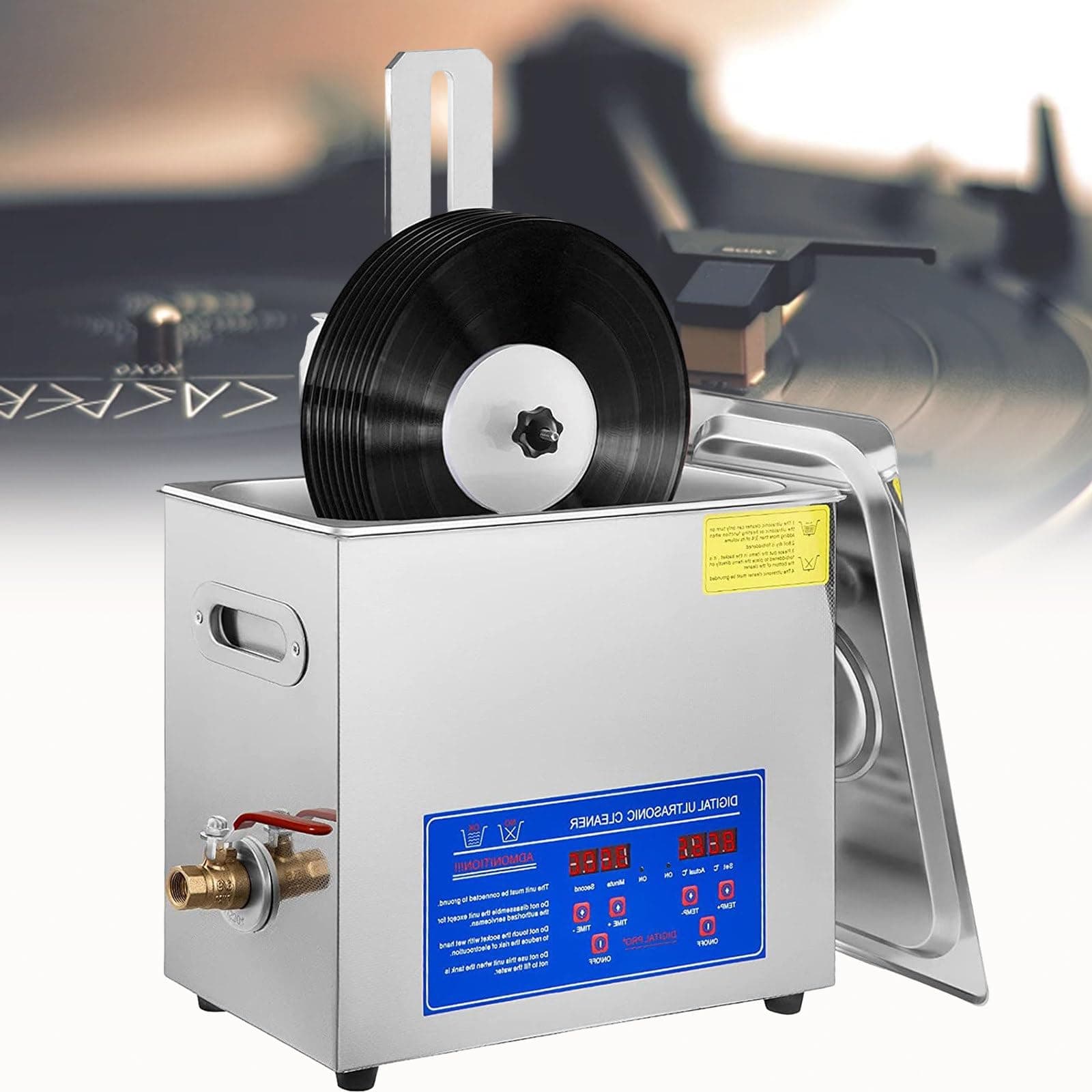 Ultrasonic Vinyl Record Cleaner, Ultrasonic Cleaner 6l Ultrasonic Vinyl Cleaner 7-12 Inch 8 Records Ultrasonic Vinyl Cleaning Machine 180W Ultrasonic Records Cleaner