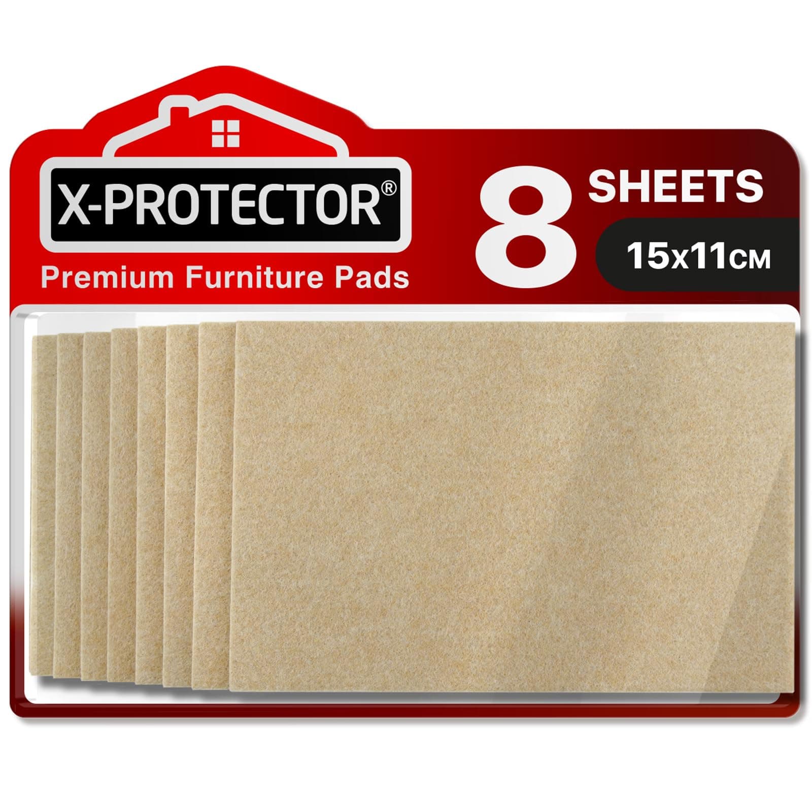 X-Protector 8 Pack Felt Pads for Furniture - Premium Beige Felt Sheets 15 x 11 cm Cut Large Furniture Pads to the Size You Need - The Best