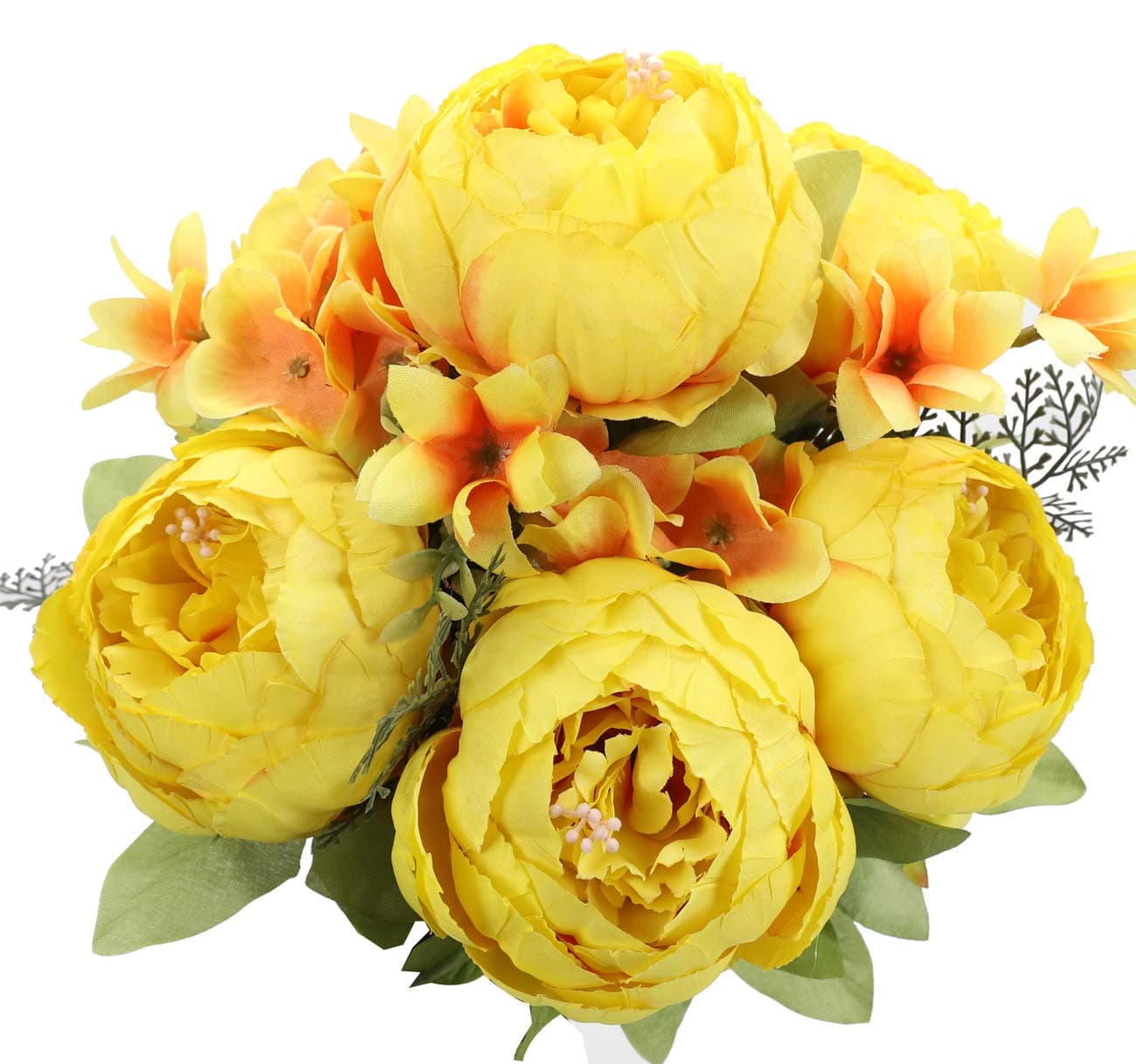 Duovlo Artificial Peony Silk Flowers Fake Flowers Vintage Wedding Home Decoration,Pack of 1 (Yellow)