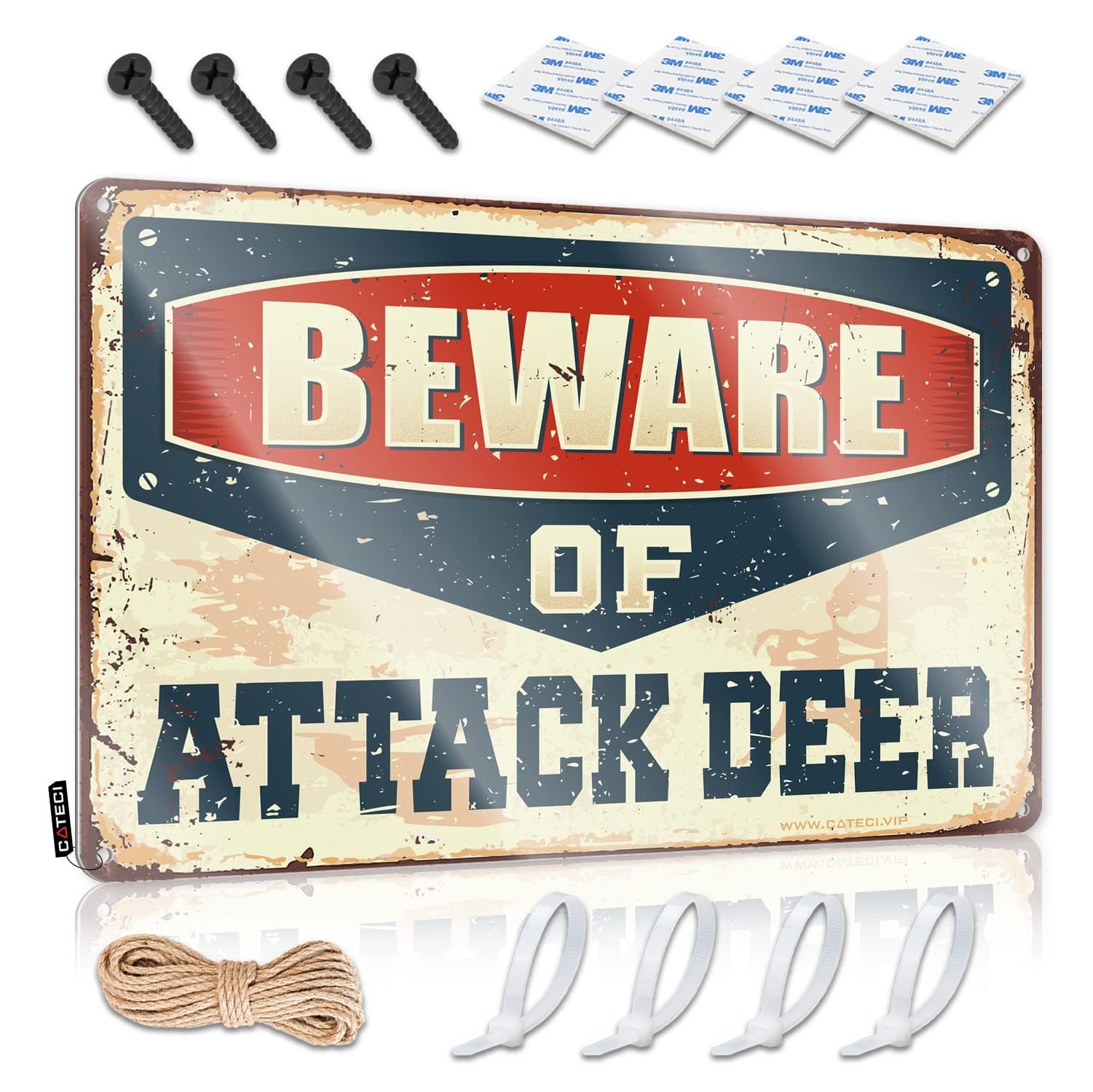 gaeruite Beware of Sign Funny Adt Security Signs Beware of Attack Deer Tin Sign House Sign Adt Security Signs for Yard Beware Sign (Color : Decor A, Size : 12X16 in)