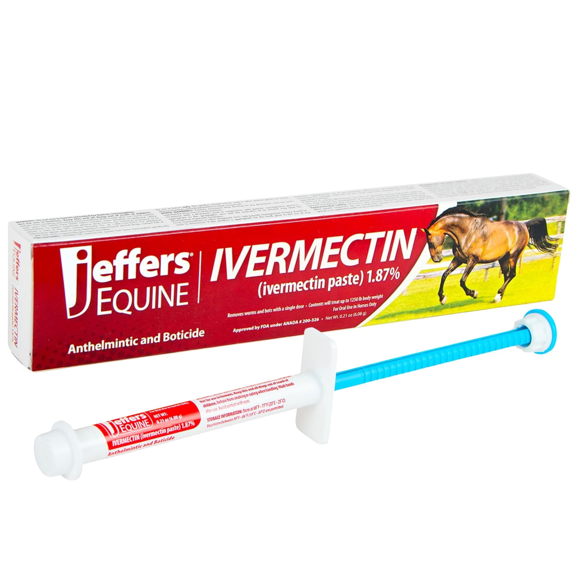 Jeffers 1.87% Ivermectin Gel Dewormer for Horses | Apple Flavored | 1 Pack