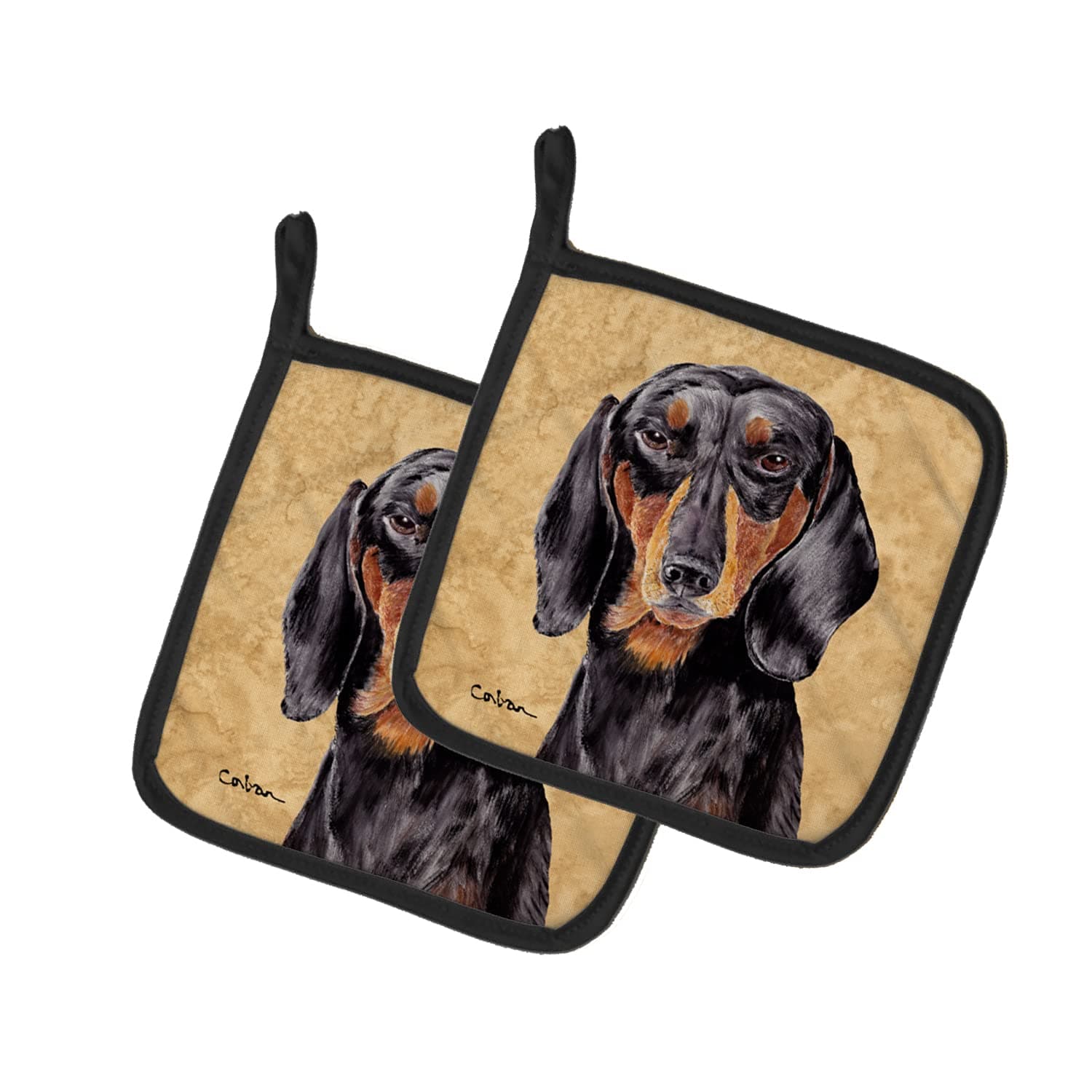 Caroline's Treasures Dachshund Wipe Your Paws Pair of Pot Holders, 7.5HX7.5W, Multicolor