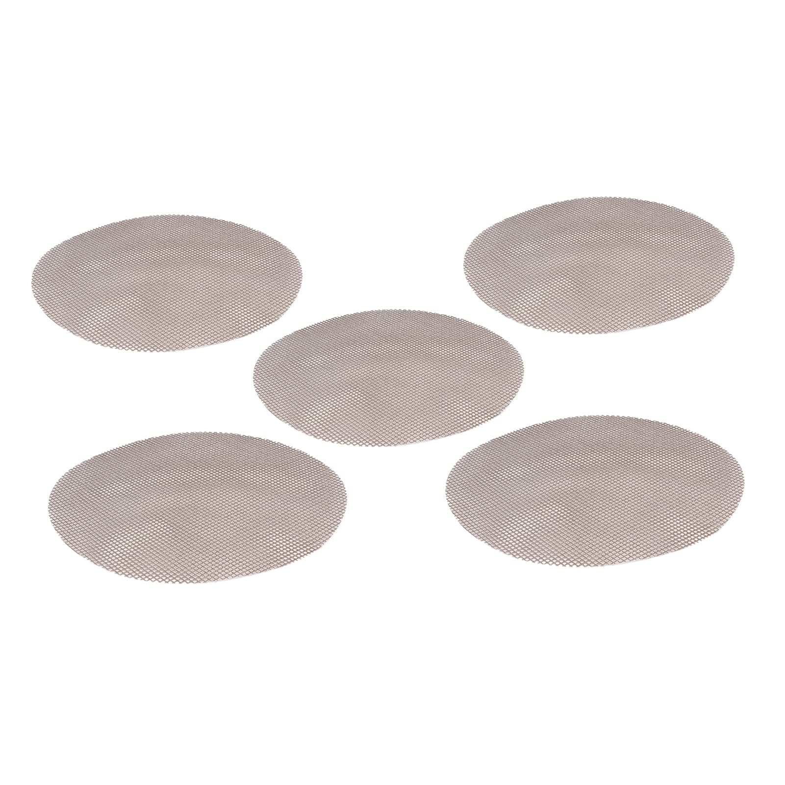 KIMISS 5-Pack Round Nonstick BBQ Grill Mats - Heat Resistant 36cm Grid Mats for Barbecue, Pizza, and Cooking - Reusable and Easy to (Brown)