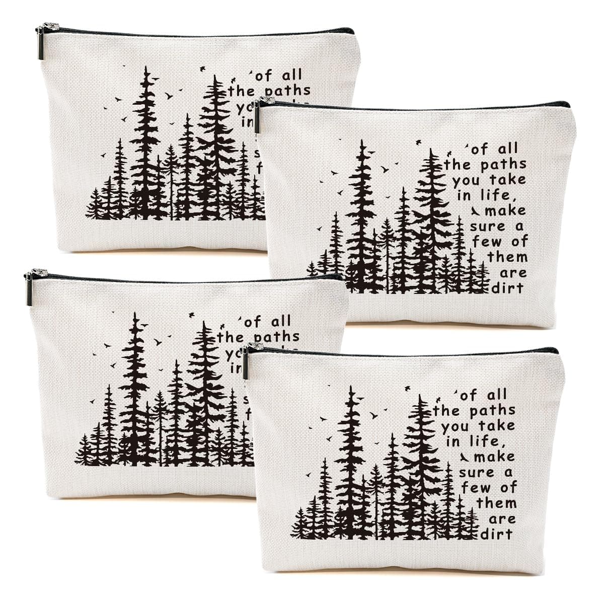 DHKG Western Cowgirl Gifts Cows Print Stuff Cat Camping Floral Makeup Bag with Zipper Travel Gifts for Women Girls, Multicolor 0647, 9.61 x 7.41 inches