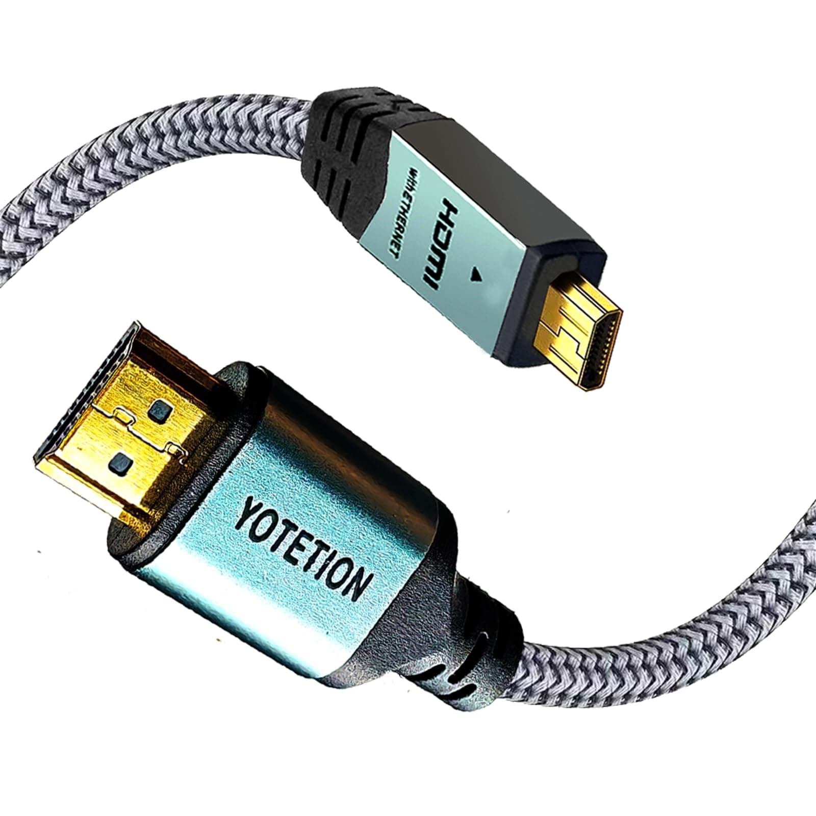 YOTETION Micro HDMI 20FT Cable, 4K 60Hz Micro HDMI to HDMI 2.0 Cord Support HDR 3D ARC High Speed 18Gbps Compatible with Hero 7 6 5 Sony A6000 A6300 Camera Nikon B500 Yoga 3 Pro