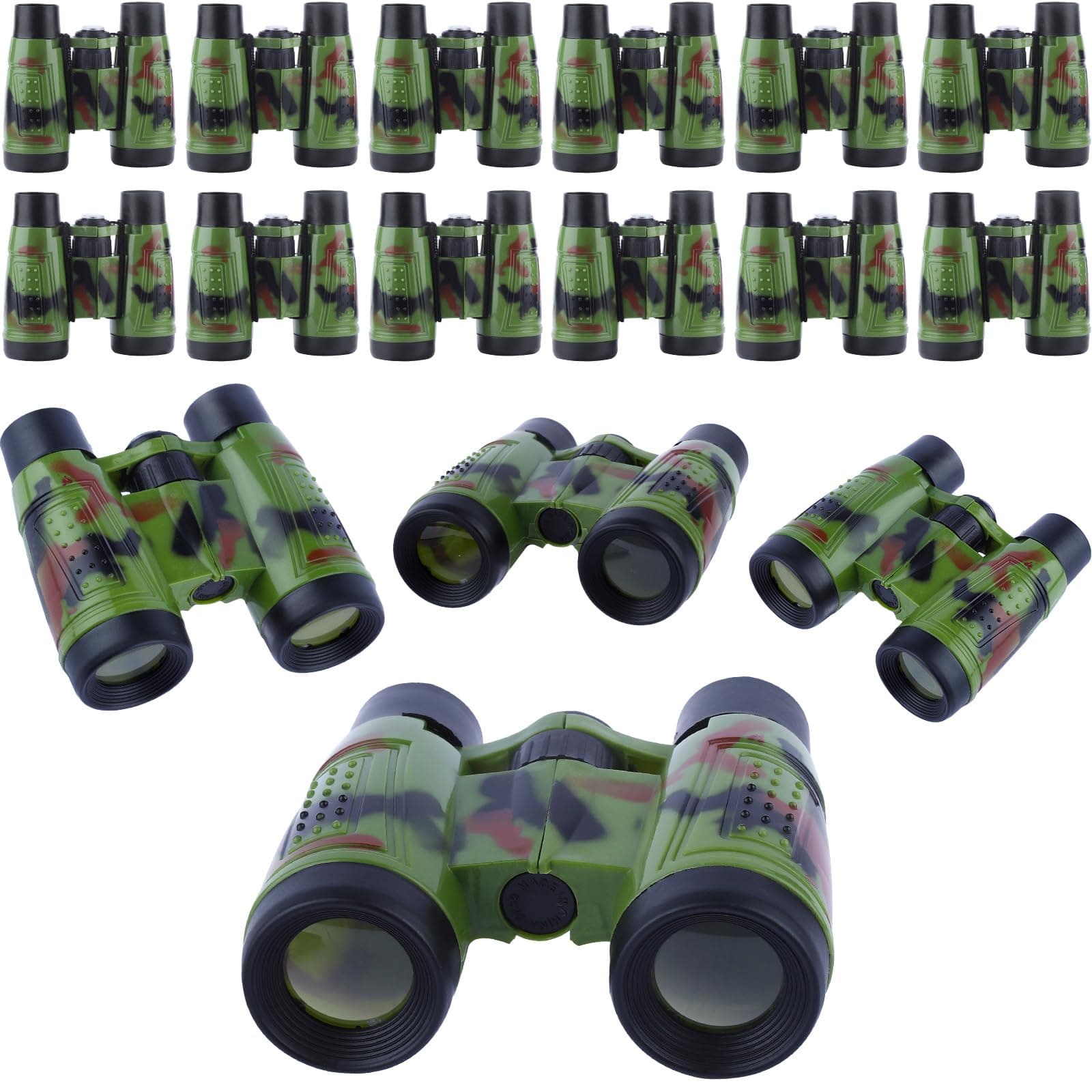 ASONA 12PCS Camouflage Color Binoculars for Kids with Neck String, Binoculars Nature Exploration Toys Safari Jungle Animal Theme Party Favors Gifts for Bird Watching Camping Hunting Hiking Supplies