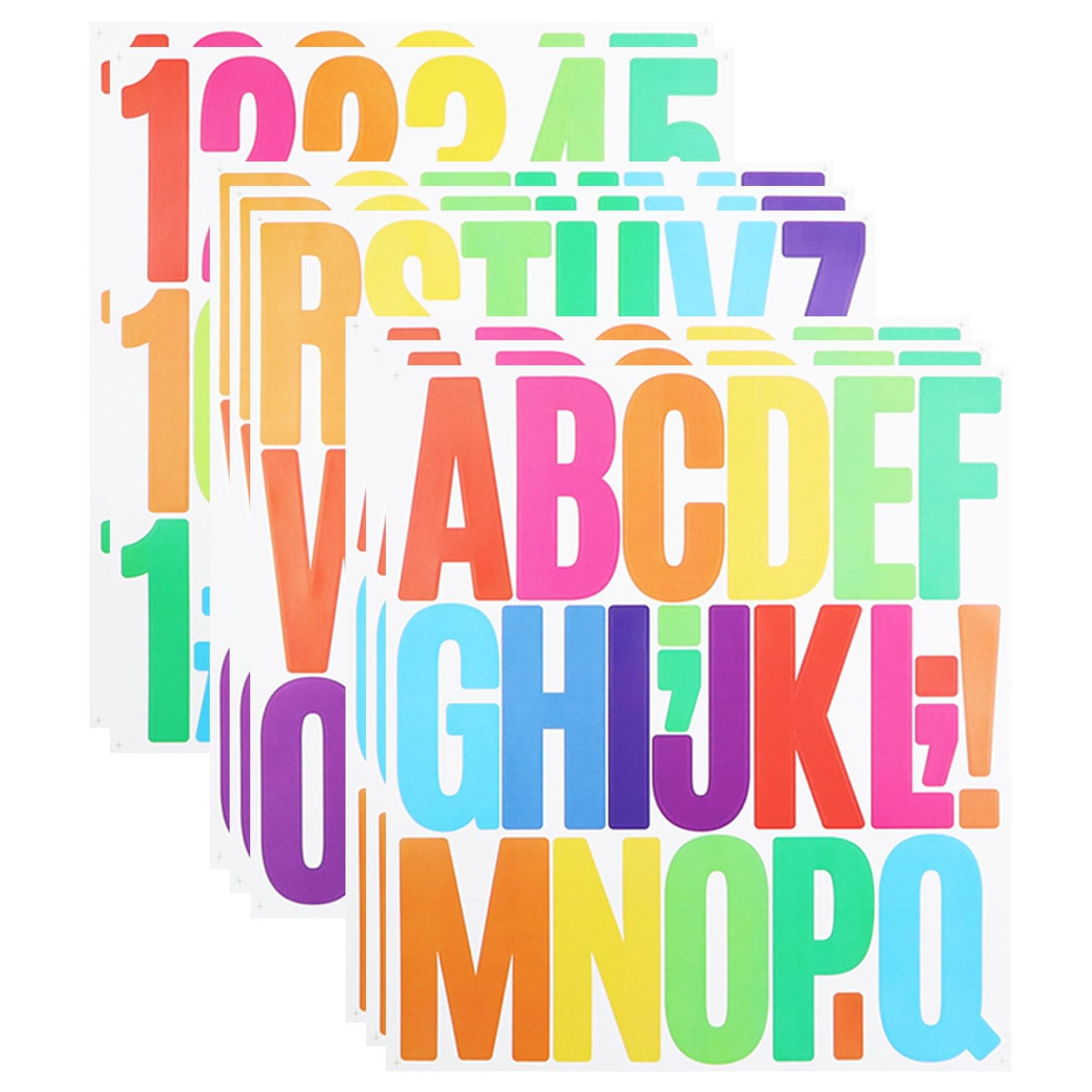 3 Inch Letter Number Stickers, 8 Sheets Self Adhesive Vinyl Capital Alphabet Punctuation Stickers for Scrapbook, Water Bottle, Mailbox, Crafts and DIY - Multicolors