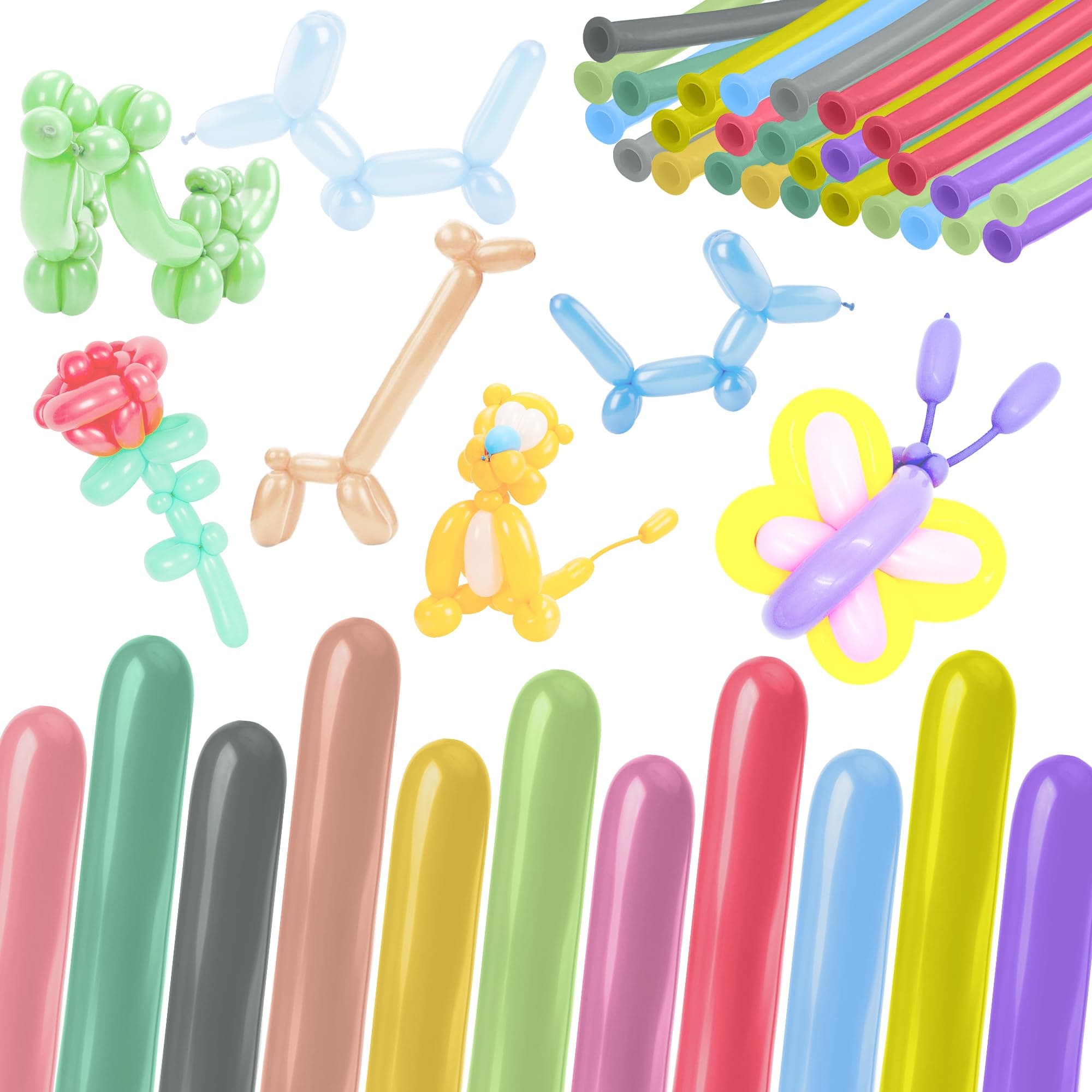 260 Long Balloons 50pcs- Macaron Color Mix