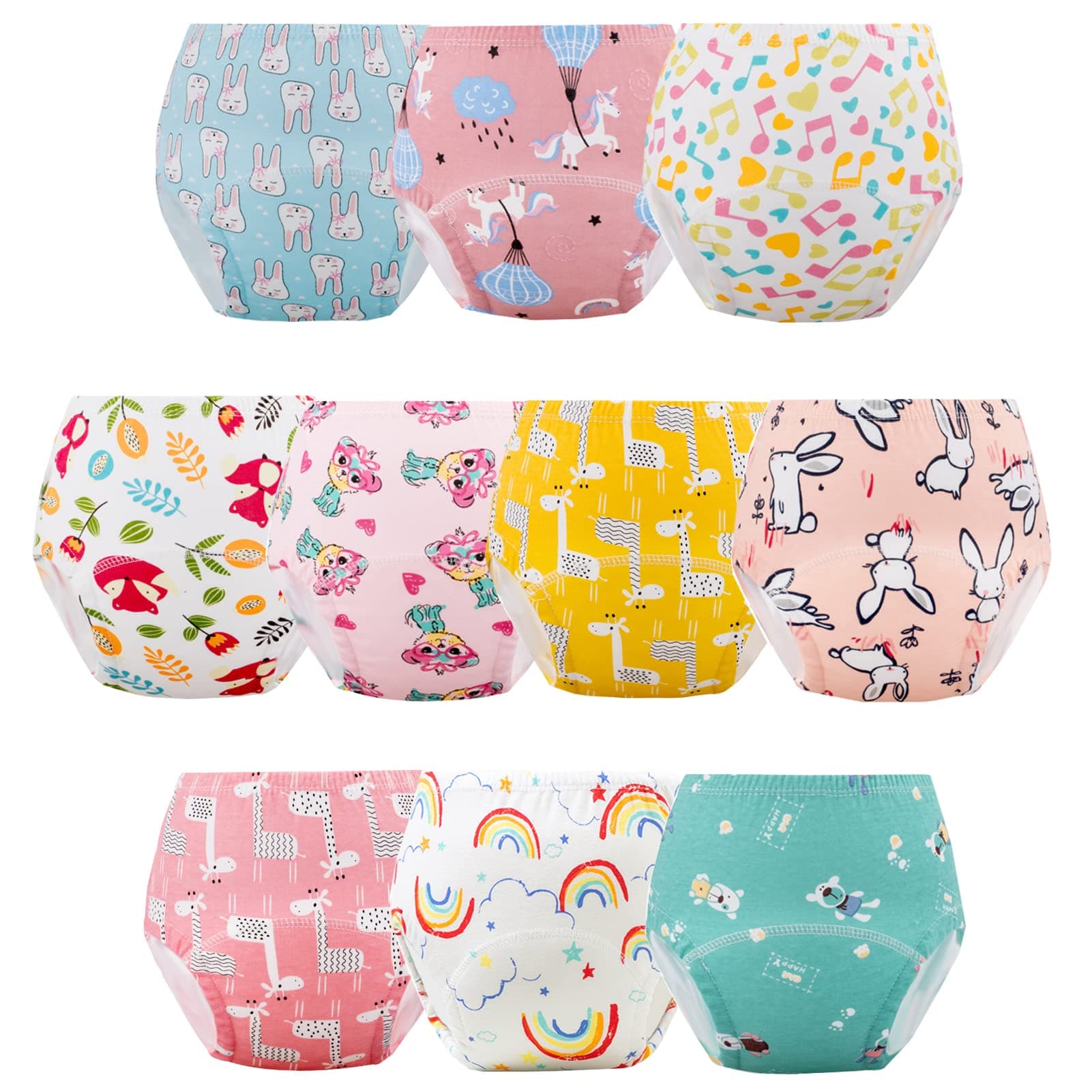Potty Training Underwear for Toddlers and Girls, Learning Designs Training Pants(10 packs, 2-3T, Multicolor)