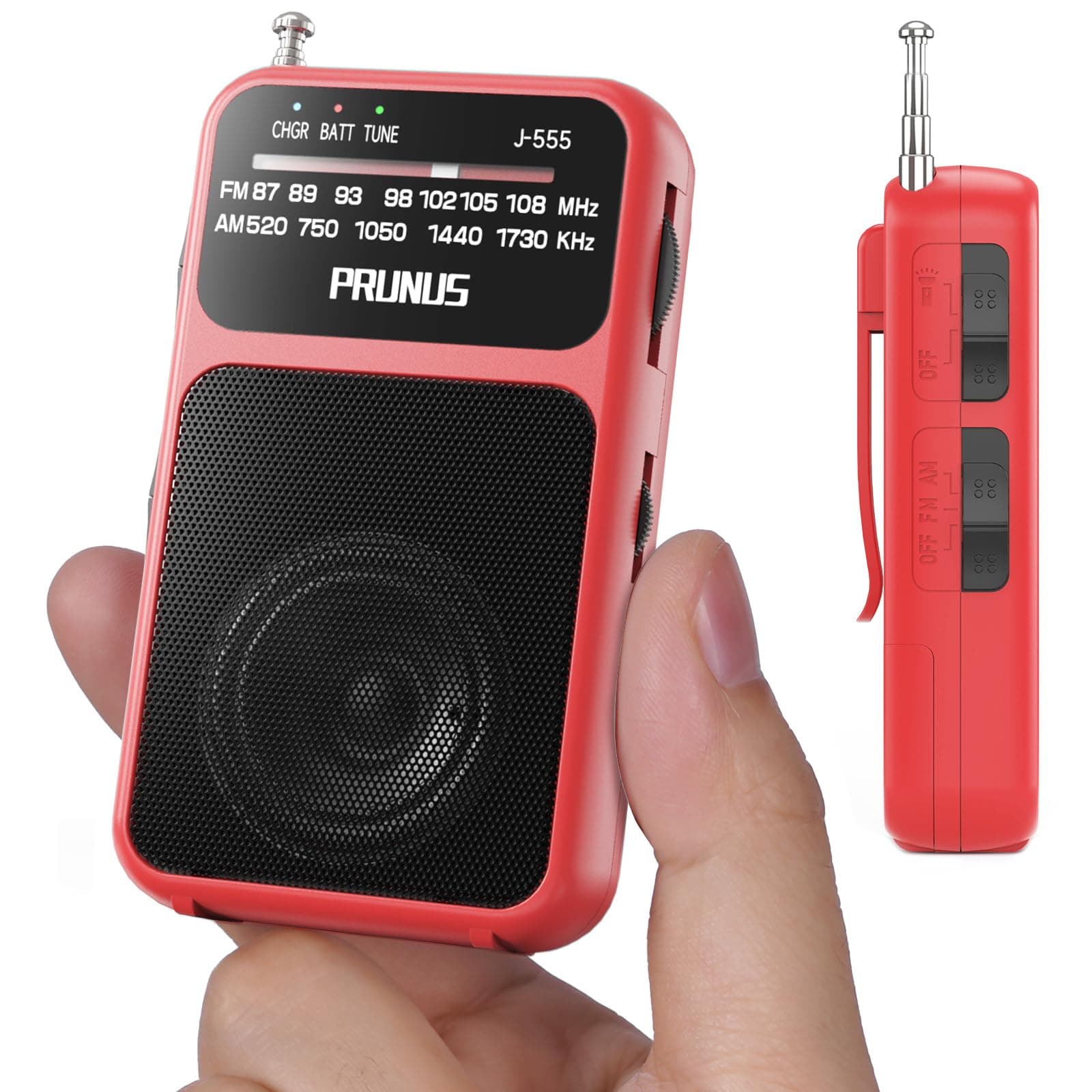 PRUNUS J-555 Pocket Radio AM FM USB-C Charging& Battery Operated