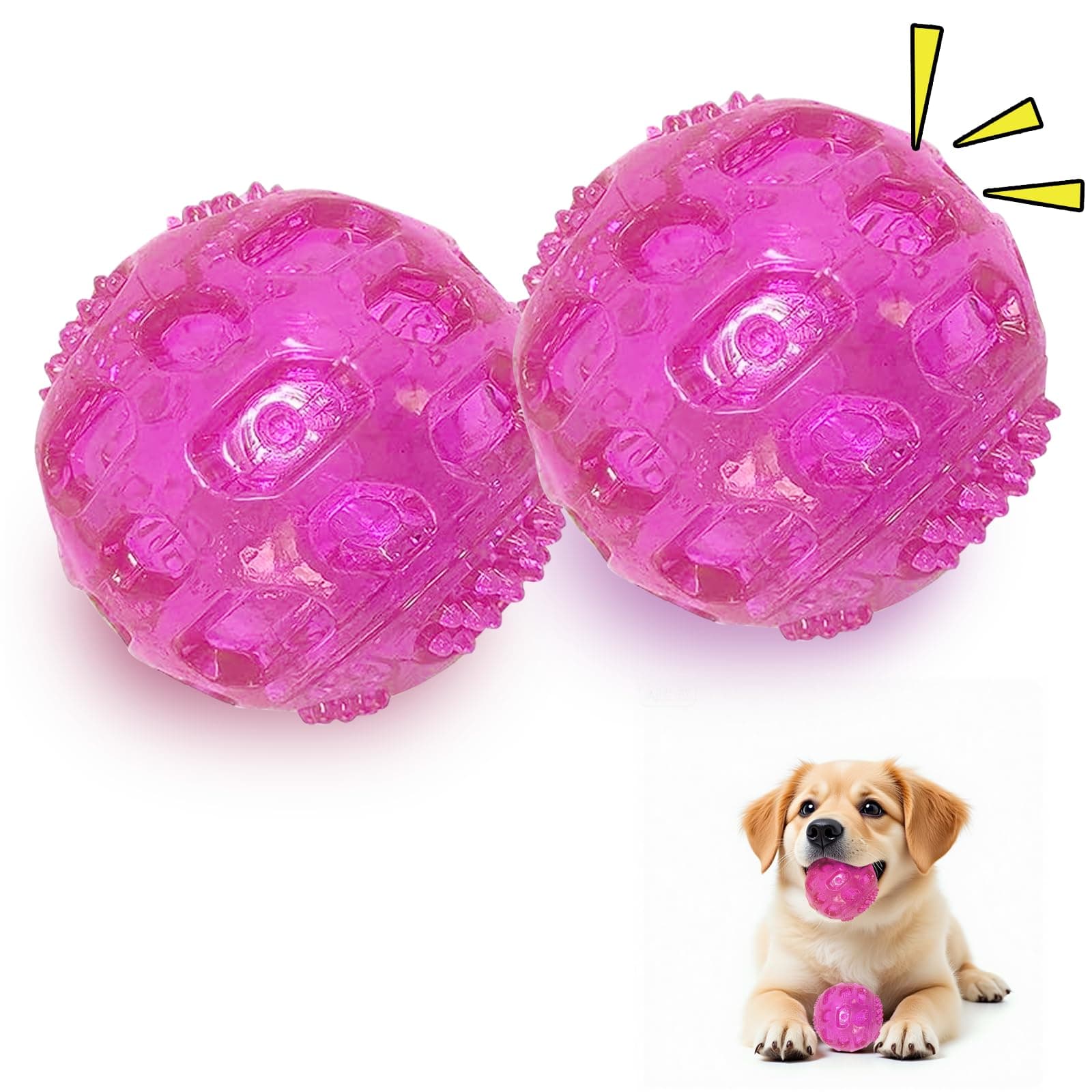 RICHIE Ultra Durable Squeaky Dog Balls 3 Inch for Large Medium Dogs, Tough Chew Toys for Aggressive Chewers, Floating Fetch Balls for Pool Play, Teeth Cleaning Dog Toys 2 Pack Red + Red