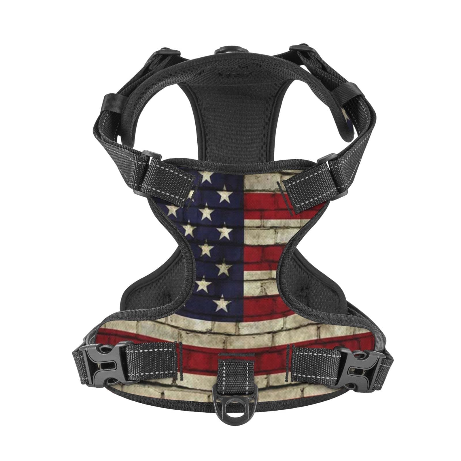 American Flag Vintage Reflective Dog Harness No Pull Soft Vest Harness for Small Medium Large Dog Puppy Pets Small Size