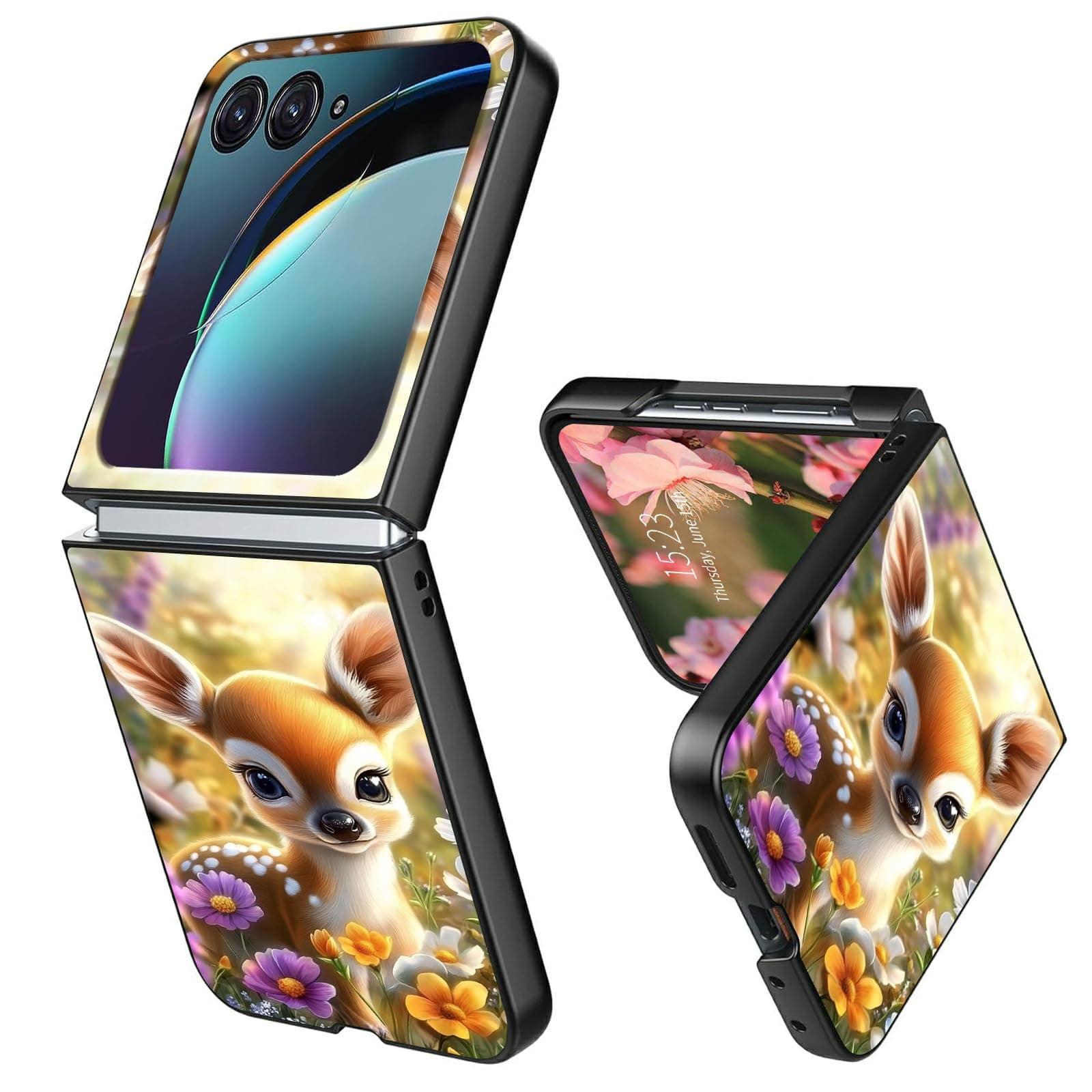 LYHXLYJH Slim Fit for Motorola Razr Plus 2025/2024 Case,[Hard PC Back][Wireless Charging Support] Anti-Scratch Shookproof Protective Cover for Moto Razr 50 Ultra,Cute Deer