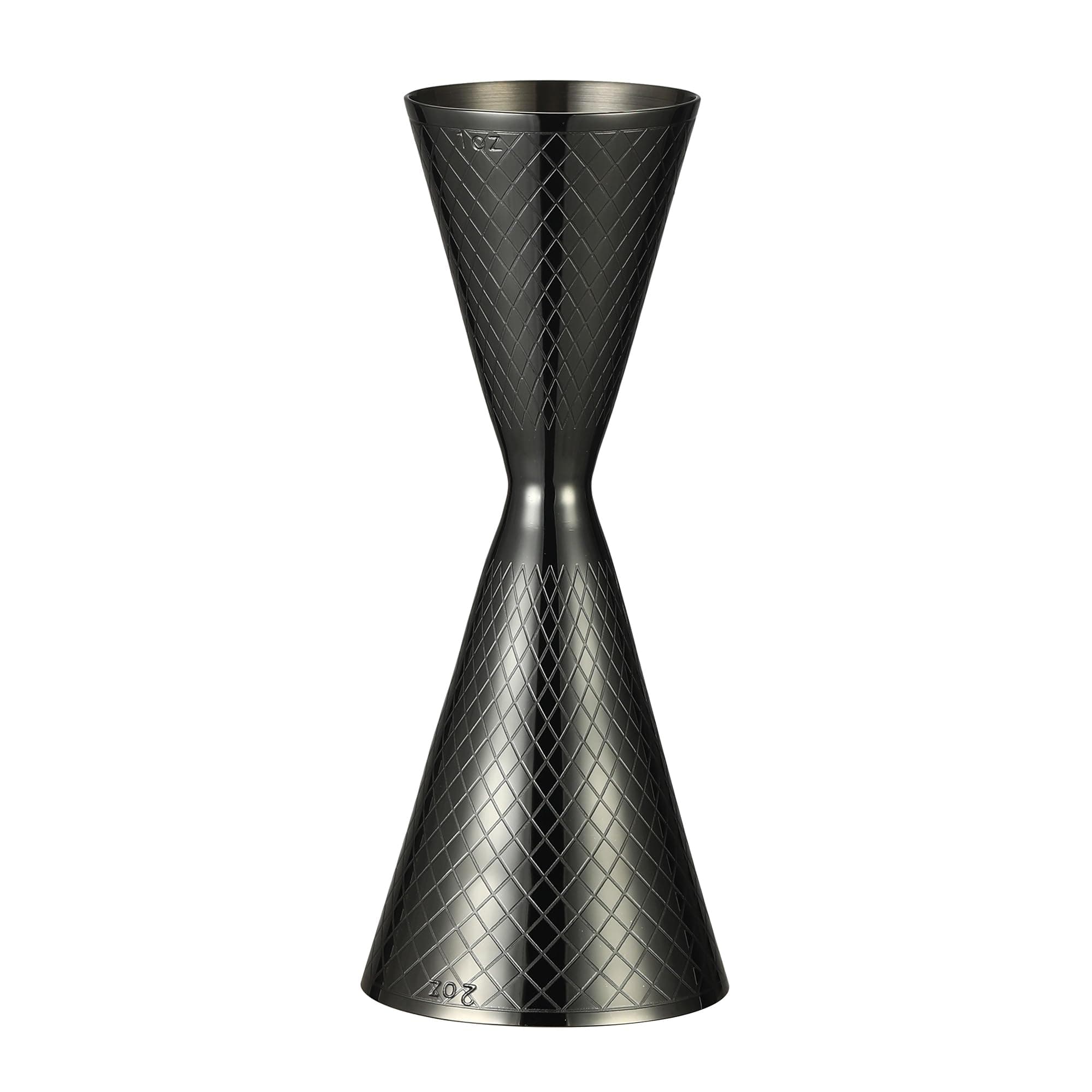 Cocktail Geek Double Cocktail Jigger Slim Style Measuring Jigger with Etched Pattern (Grid Gunmetal Black)