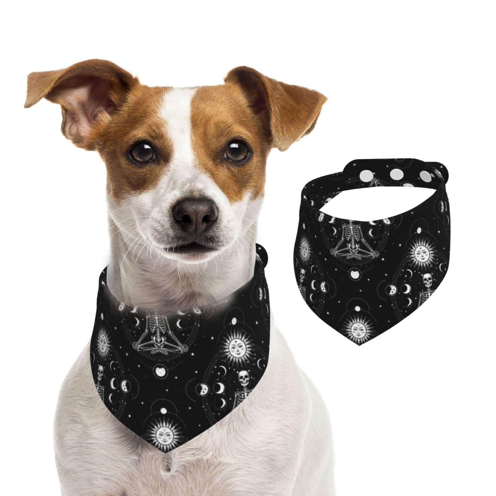 Dog Bandanas Scarf Bib for Medium Large Dogs (Sun Moon Star Meditation Skull Skeleton)