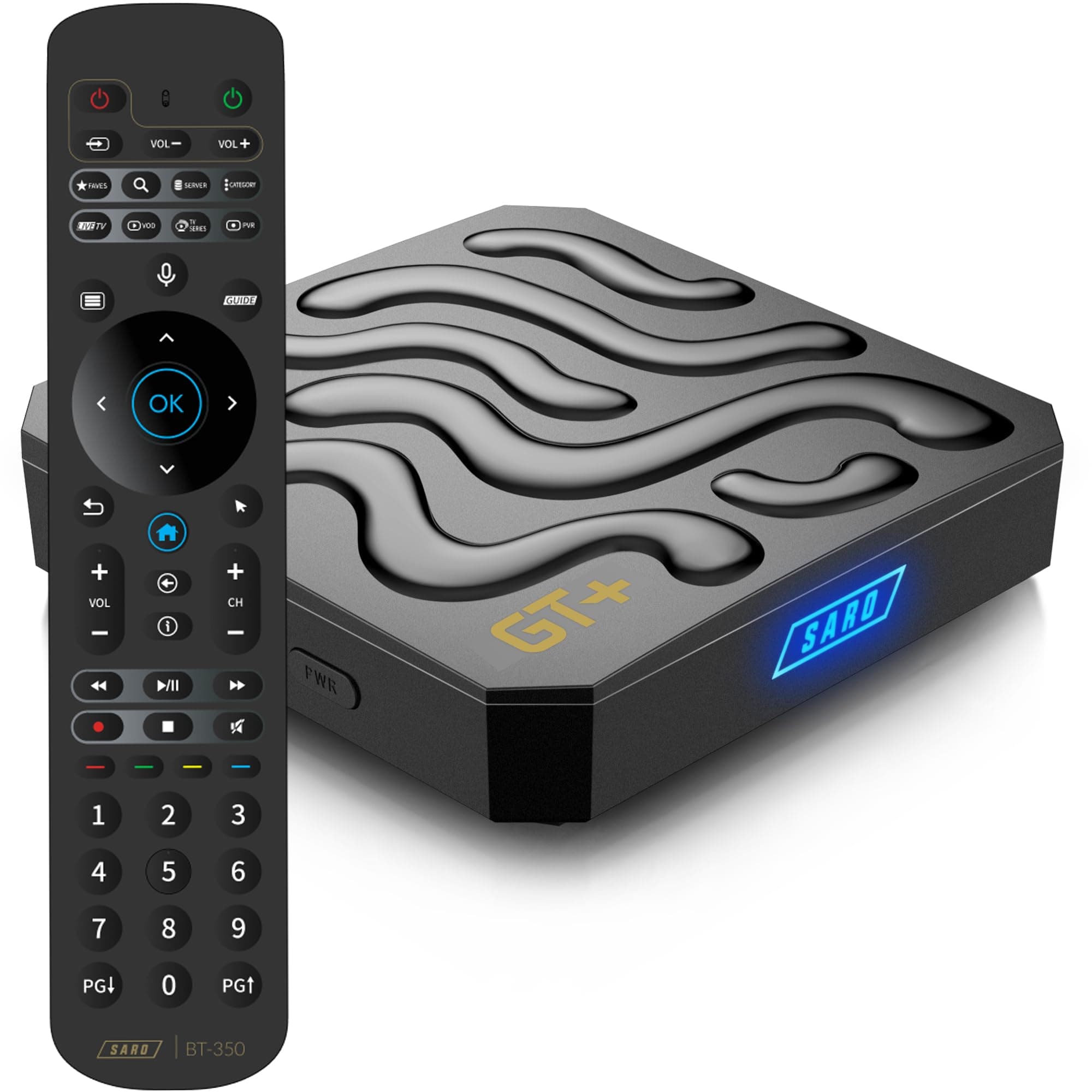 BuzzTV SARO GT+ 4K Ultra HD with Latest Android 13 Dual-Band 2GB RAM DDR / 16GB Storage with Expandable Storage, Comes with BT350 Remote Control (Black)