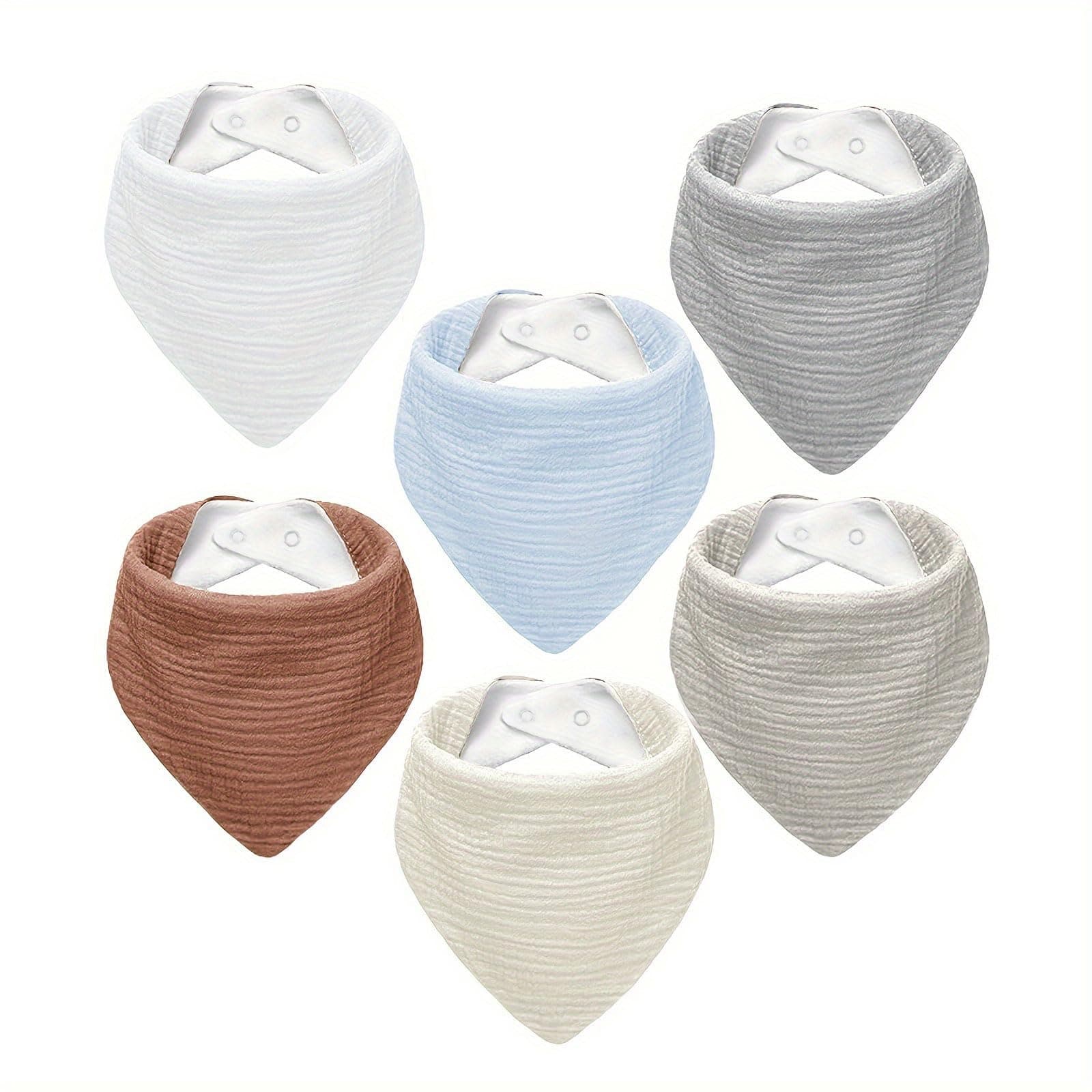 NISXABEBE Muslin Baby Bibs 6-Pack Baby Drool Bandana Bibs for Baby Girls Boys Infant Newborn Toddler Drooling and Teething(Mocha）