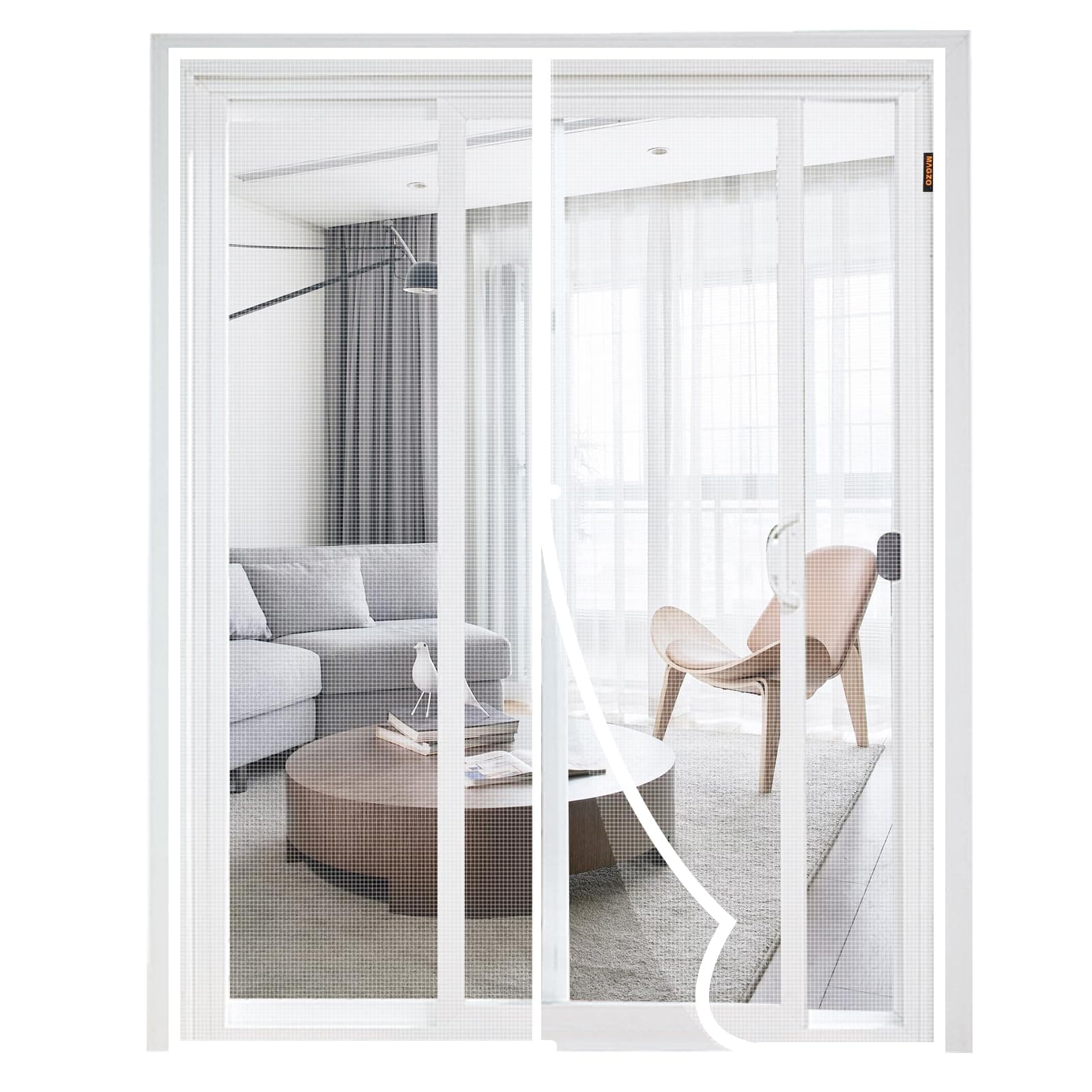 MAGZO Magnetic Screen Door, Fits Door Size 48'' x 80'', White