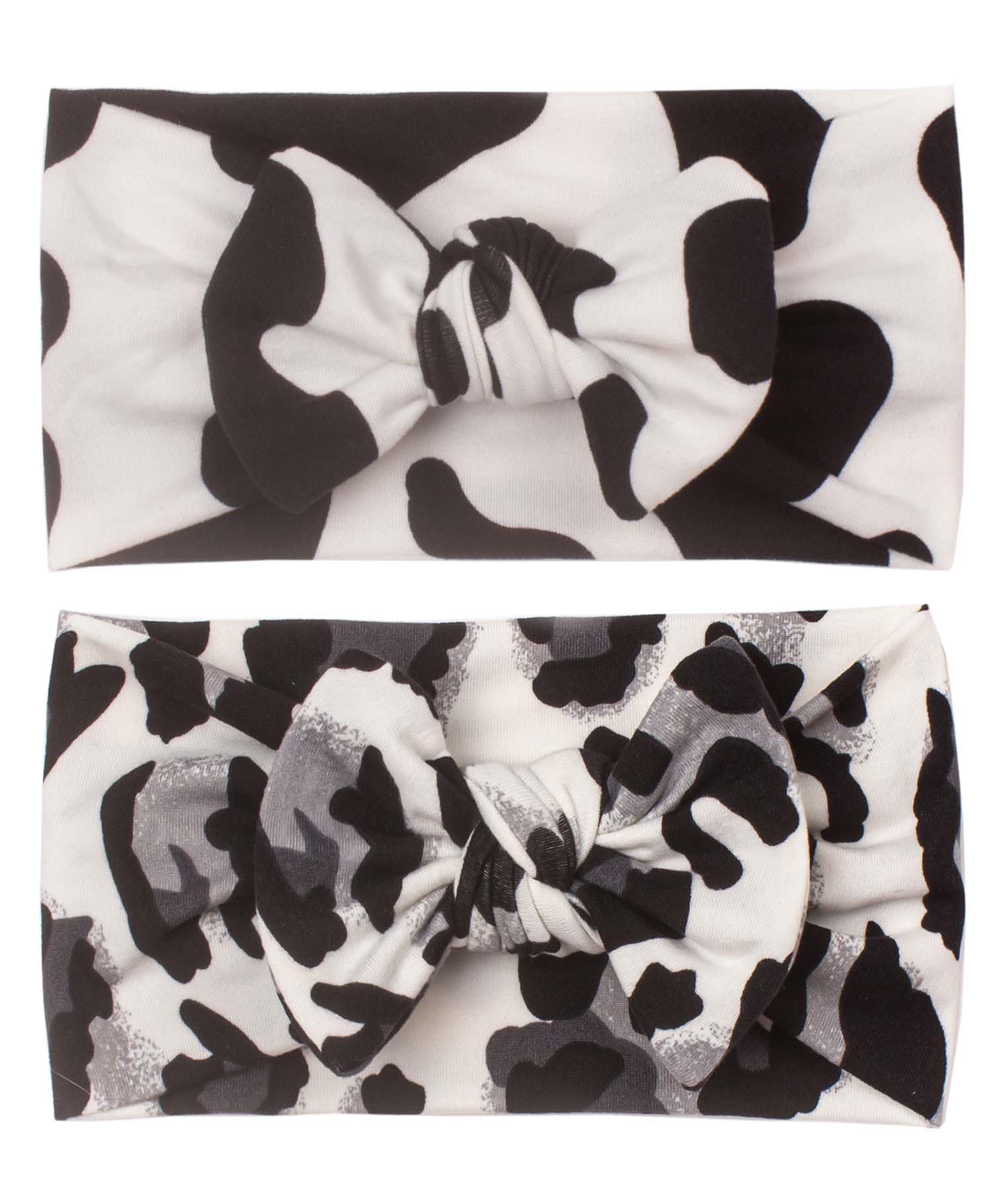 ZCYYYS Baby Girls Cow Headband Black White Bow Headband Elastic Hair Bow Hairband Toddler Kids Cow Hair Accessories TSFD69 (Style B Set, One Size)