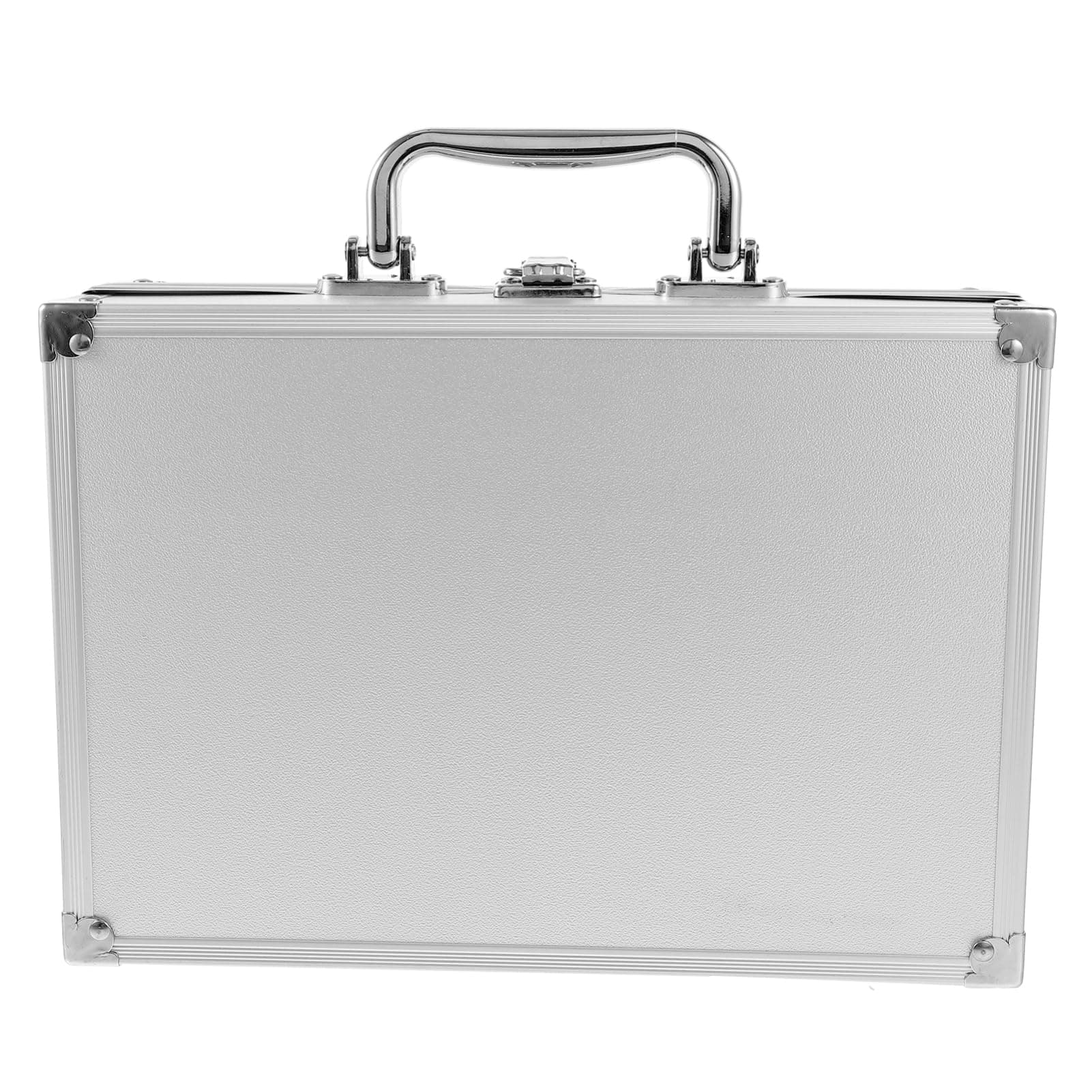 Gatuida Aluminum Alloy Handheld Storage Container, Multi-Functional Tool Box, Lockable Silver Briefcase, 10.43 x 7.28 x 3.14 Inch
