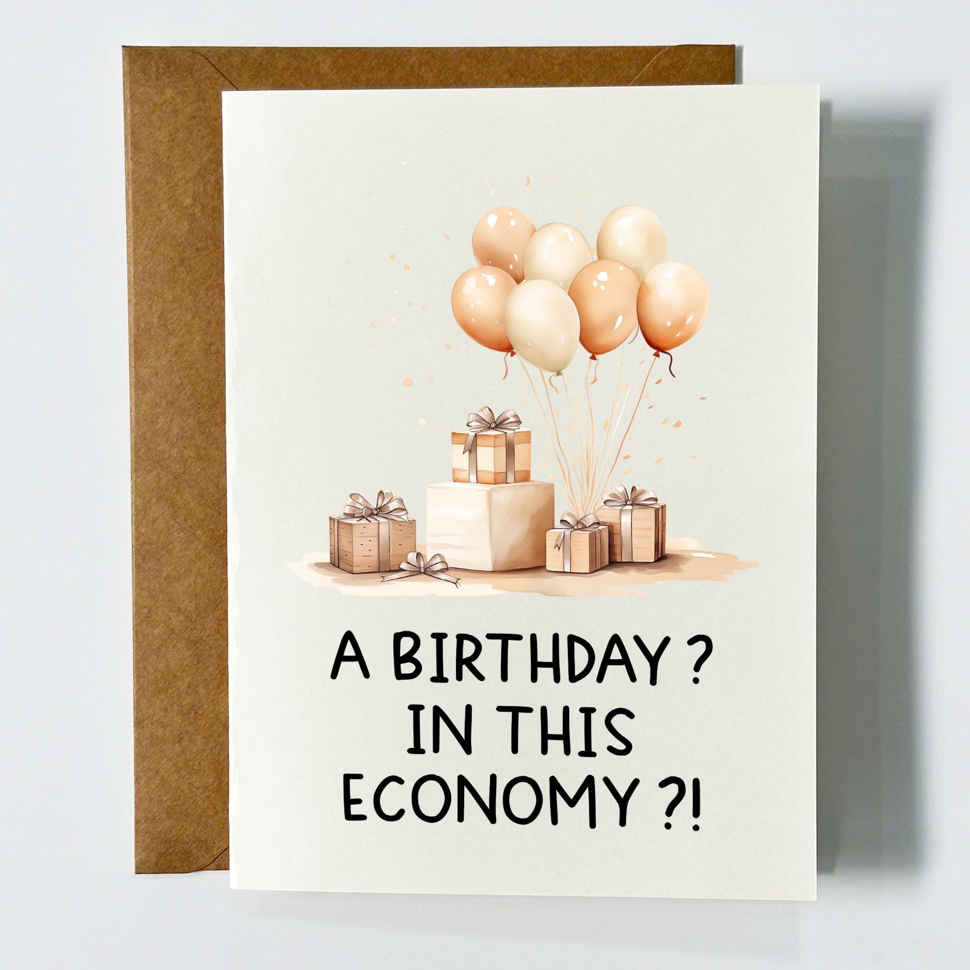 Tuadeca A Birthday In This Economy Funny Humorous Greeting Card Blank Inside Witty Gift with Envelope for Best Friends Colleague Sibling Twin