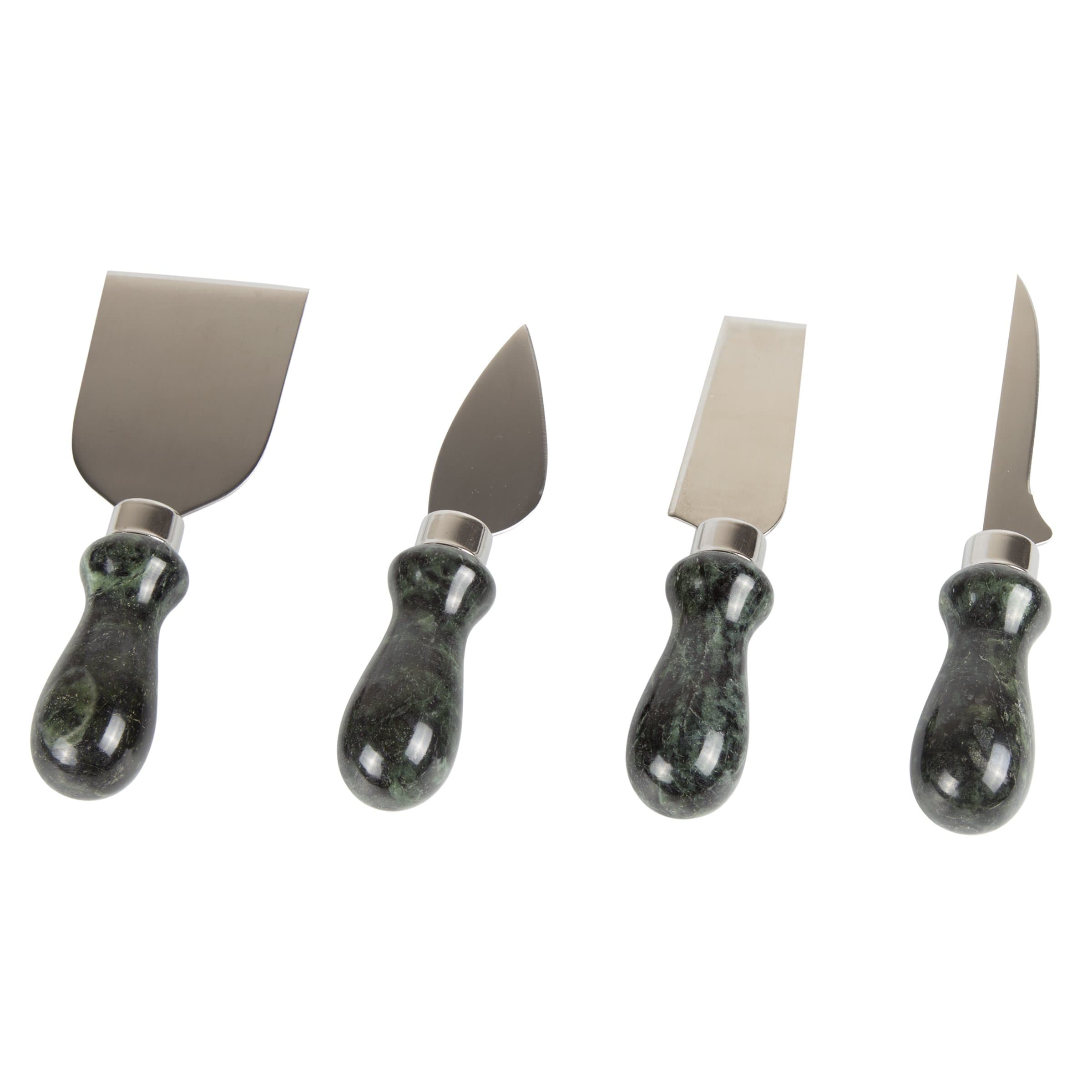 Creative Home Genuine Green Marble Stone 4 Pcs Cheese Knife Set