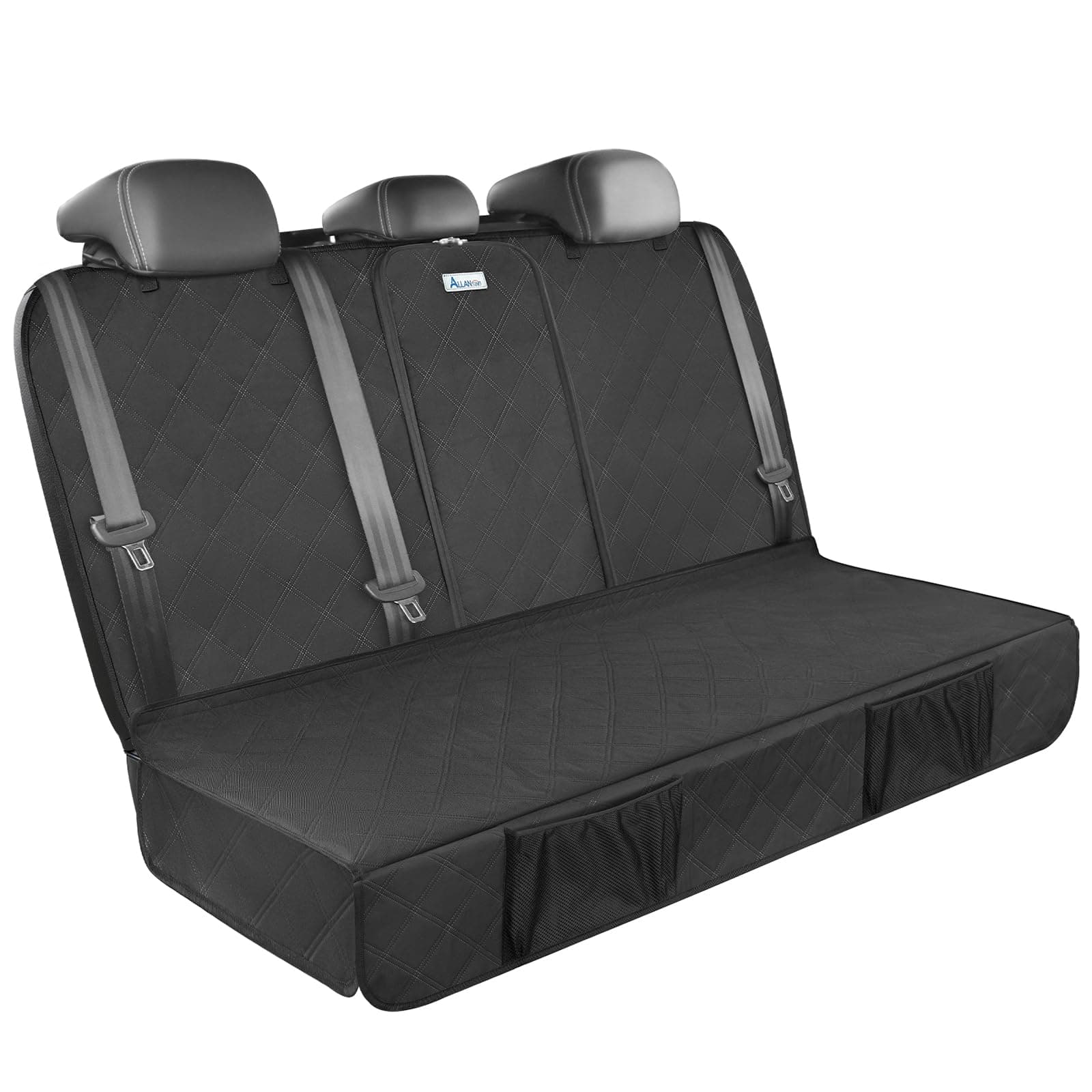ALLANSING Upgraded 900D Heavy Duty Dog Back Bench Seat Cover, Car Seat Protector, 3 Seatbelts & Armrest Compatible, Waterproof Nonslip Pet Backseat Cover for Dogs & Kids, Fits Large SUVs