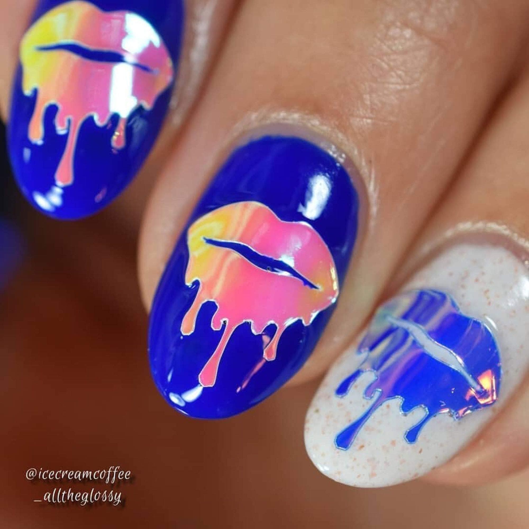 Whats Up Nails - Dripping Flames Aurora Opal Duochrome Nail Art Design Stickers (Pink)
