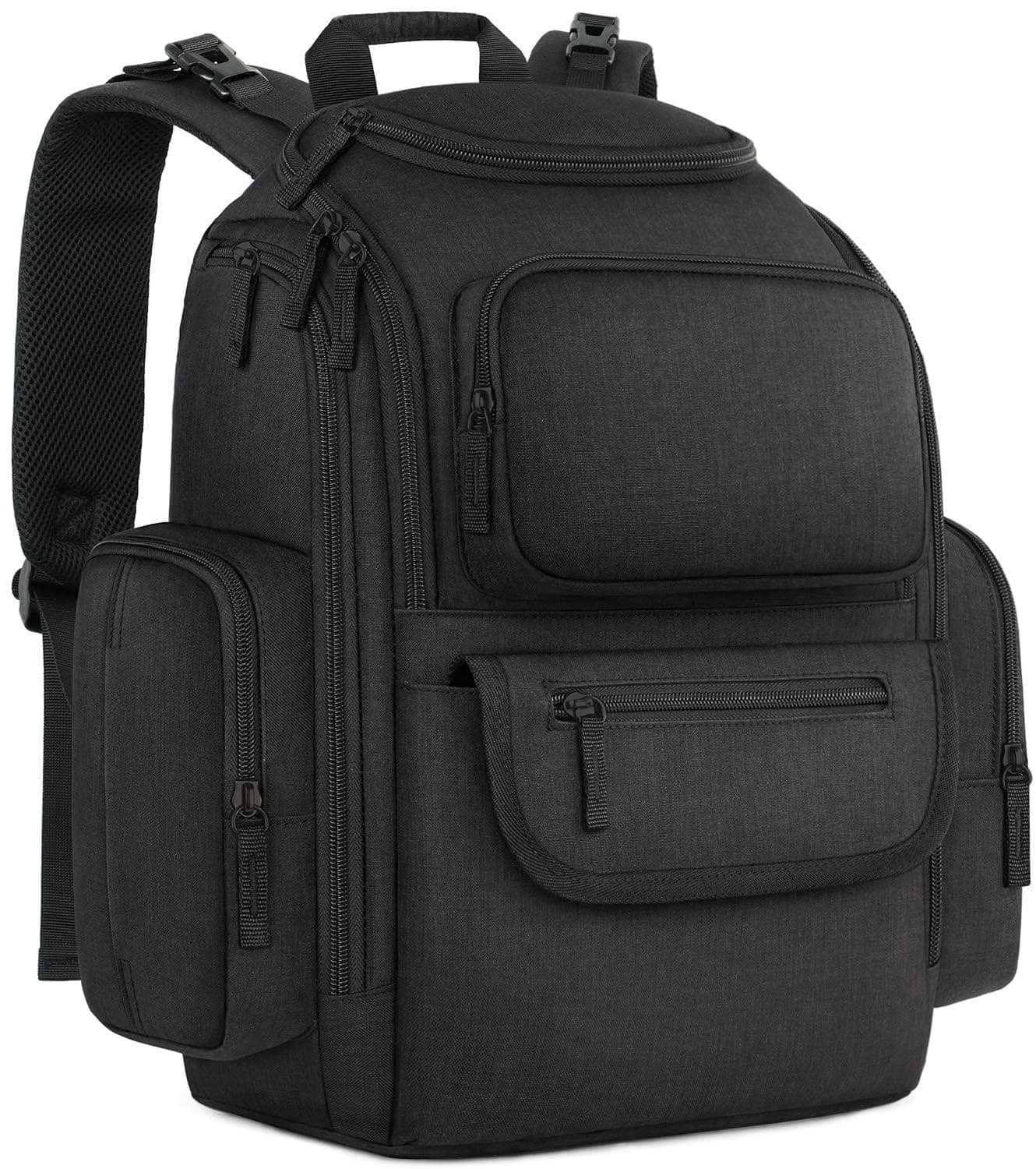 Mancro Travel Diaper Bag Backpack with 2 Insulated Bottle Pockets, Black
