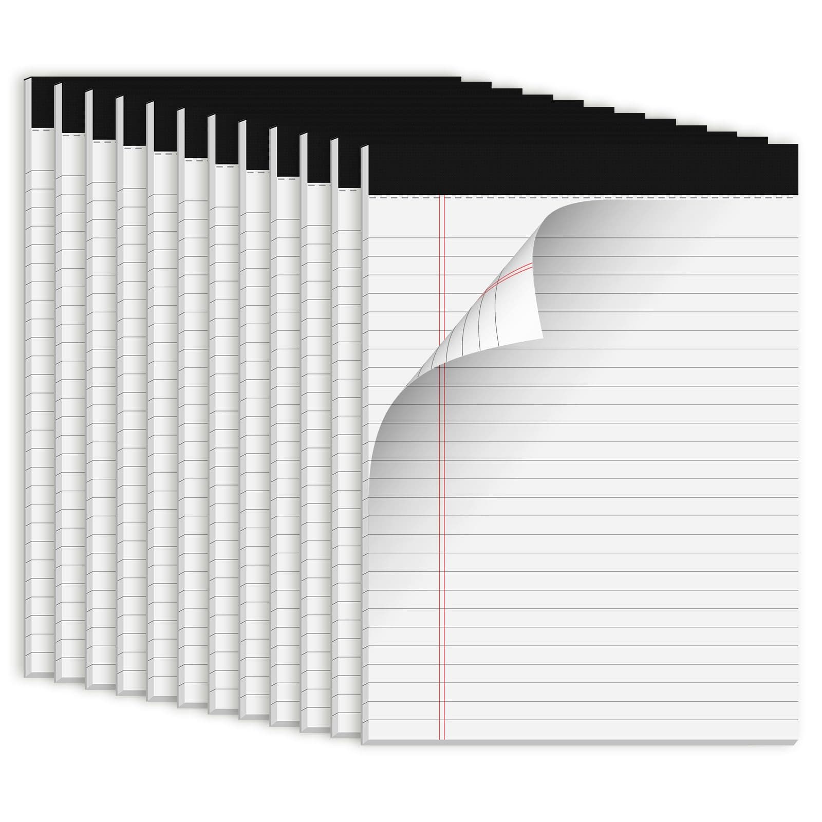 White Legal Pads 8.5 x 11 Notepads, 12 Pack Writing Paper Note Pads 8.5x11