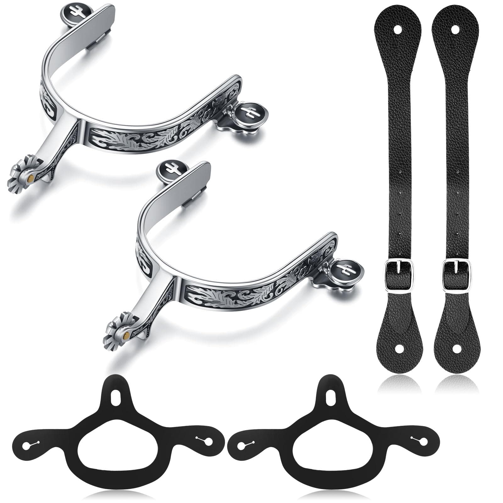 BrightRow 2 Pack Spurs for Cowboy Boots, Western Spurs, Vine Floral