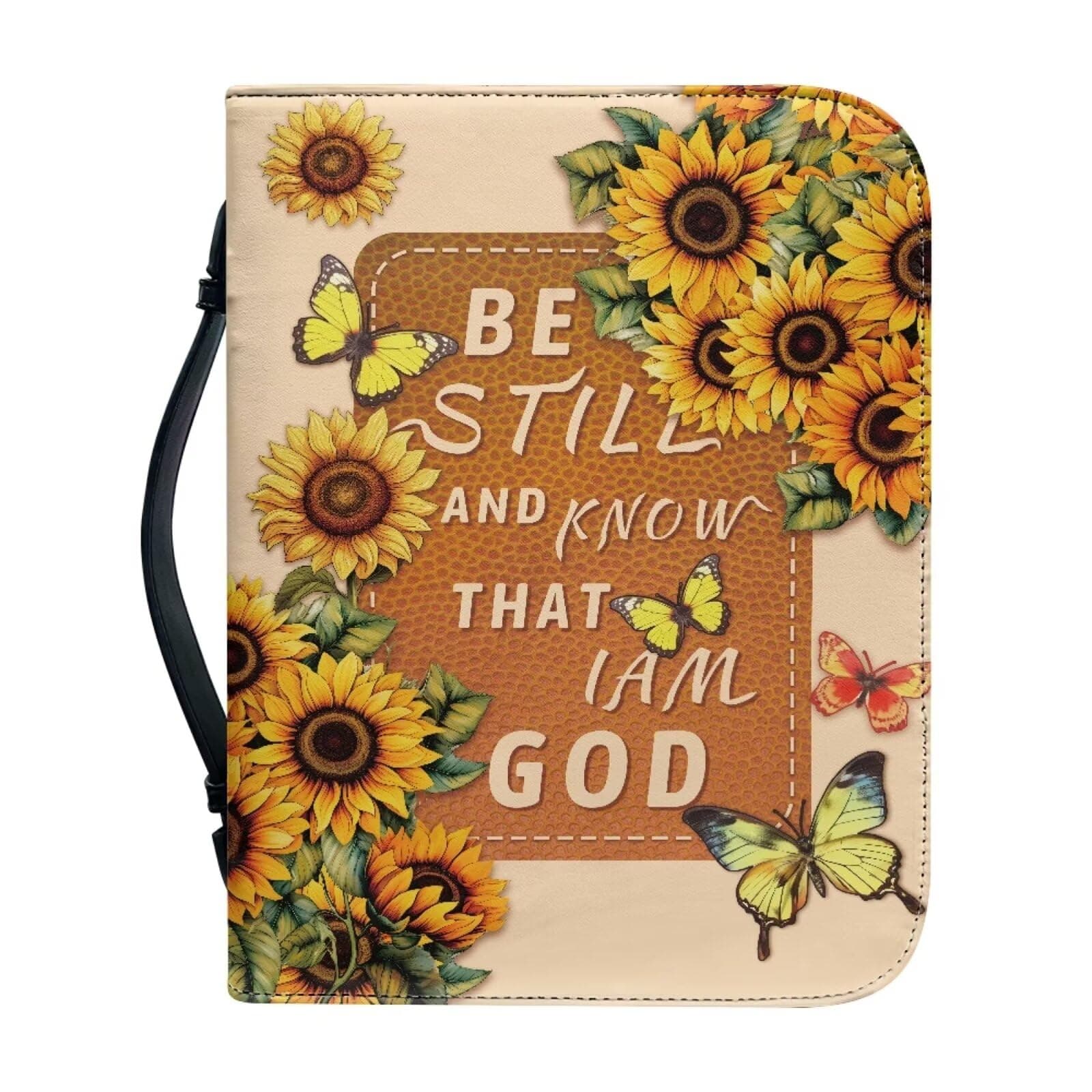 Classic Bible Cover PU Leather Carrying Book Case Church Bag Bible Protective with Handle Gift for Men Women Father Mother Friends