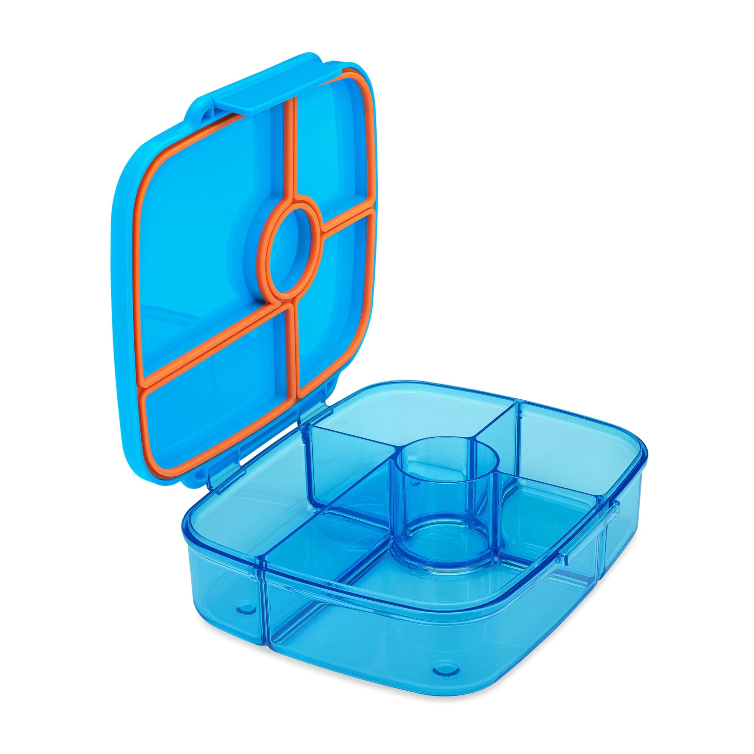 Yumbox Go Bento Lunch Box for Kids and Adults, Leakproof Lids, Deep Tray, 5 Compartments, Removable Gasket, Compact, Lightweight, Food Safe (Miami Blue)