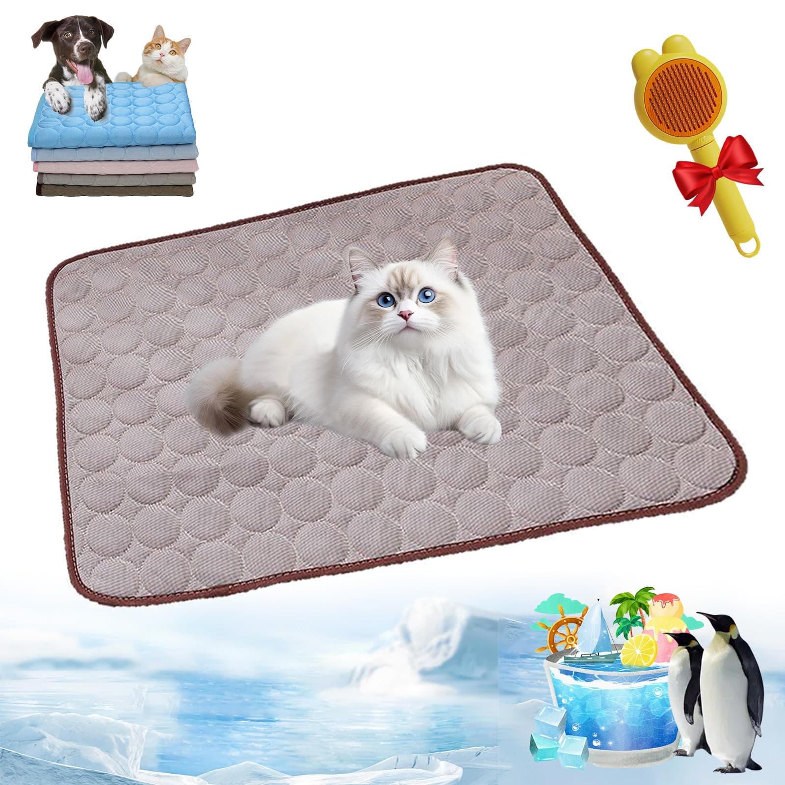 GDSAFS Cooling Mat for Cats, 2025 New Pet Cooling Mat for Dogs & Cats, Portable & Washable Cat Coolings Bed, 3 Layer System Instant Cool, Comfortable Soft, Easy Clean Summer (Coffee,X-Small)