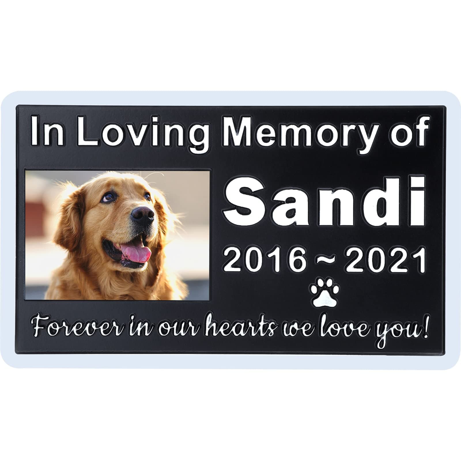 MORIDA Pet Tombstone for Dogs or Cats with Engraved Plaque, Memorial Stone Lawn and Garden Landscape Marker, Custom Name and Message with Photo Picture