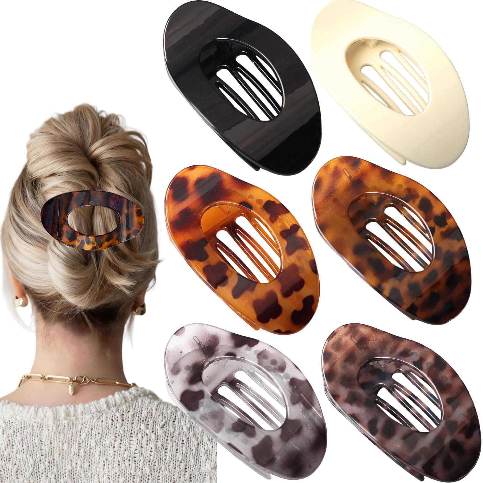 6 PCS Flat Hair Clips for Women, French Design Flat Hair Claw Clips, Strong Hold Matte Hair Barrettes for Women Thin Hair, Duck Billed Hair Clips for Daily Styling Christmas Gifts