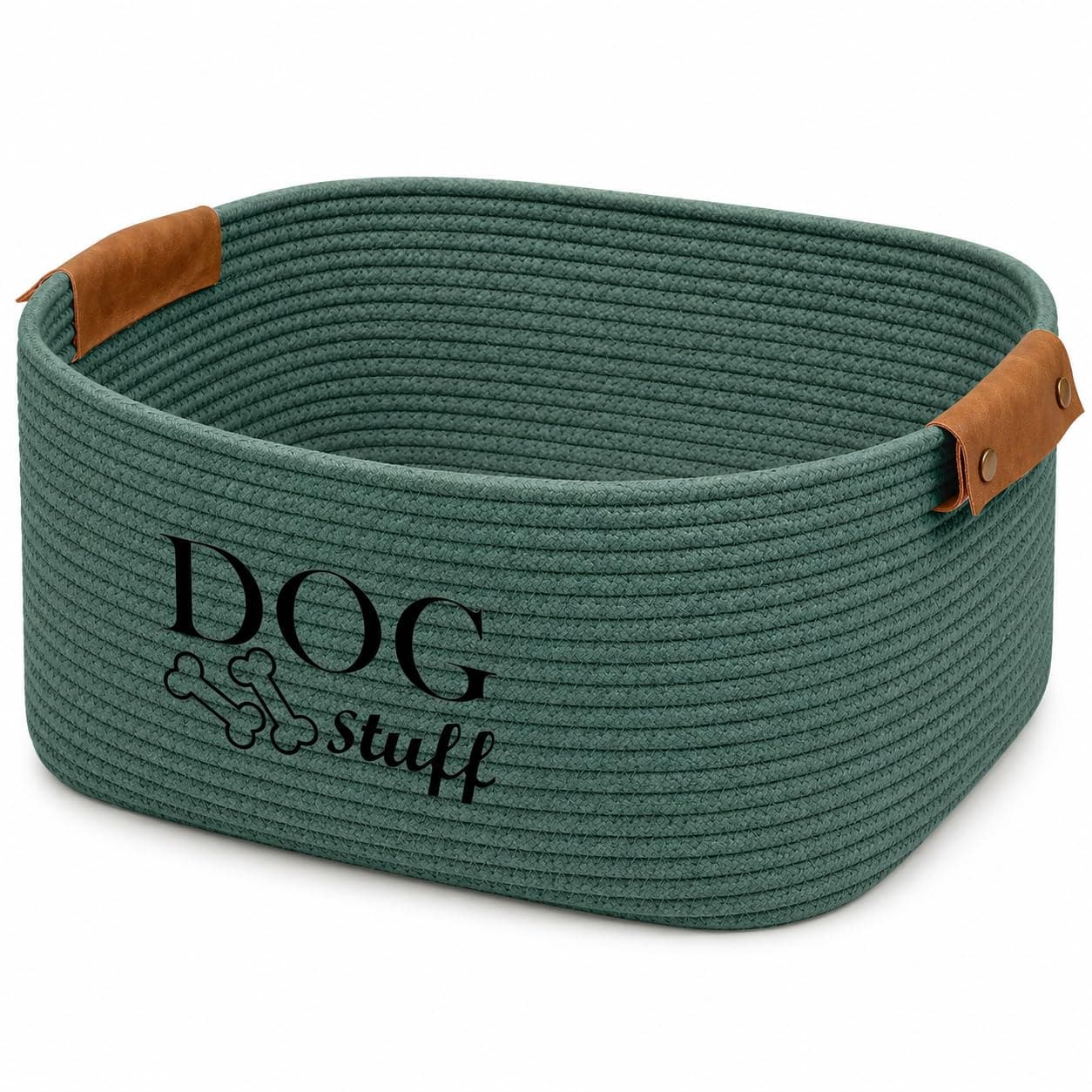 Geyecete Square Dog toy basket storage Cotton Rope Storage Basket Pet/Pet Toy And Accessory Storage Bin Doy Toy Box-Green