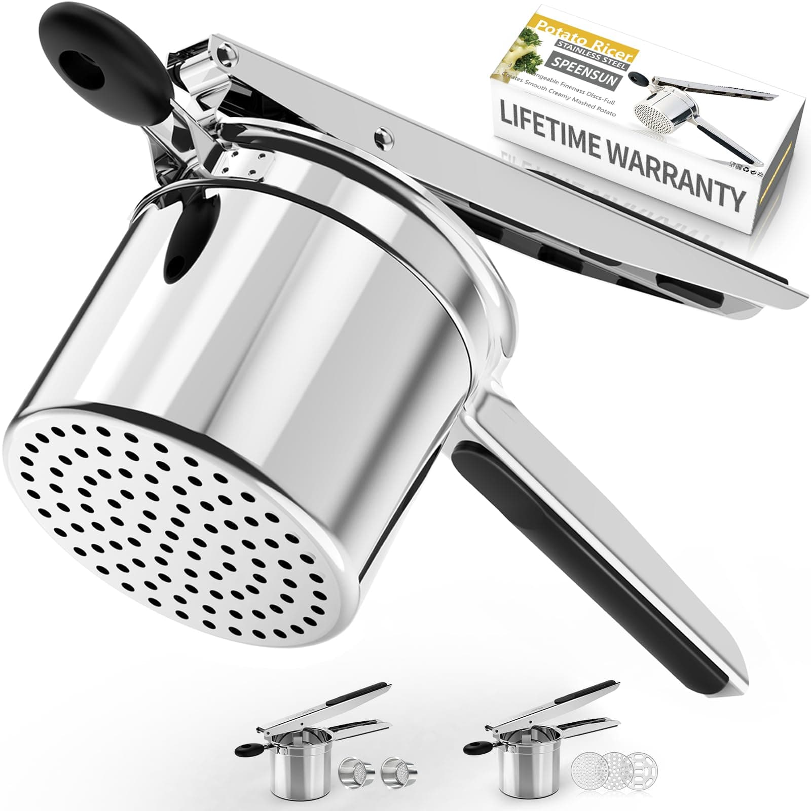 Potato Ricer & Masher-Large 15 oz Stainless Steel Potato Press