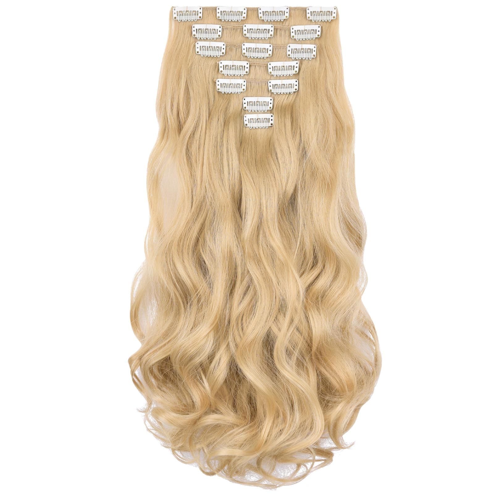 SYXLCYGG Blonde Extensions Synthetic Clip Blonde Hair Piece 18" Wavy