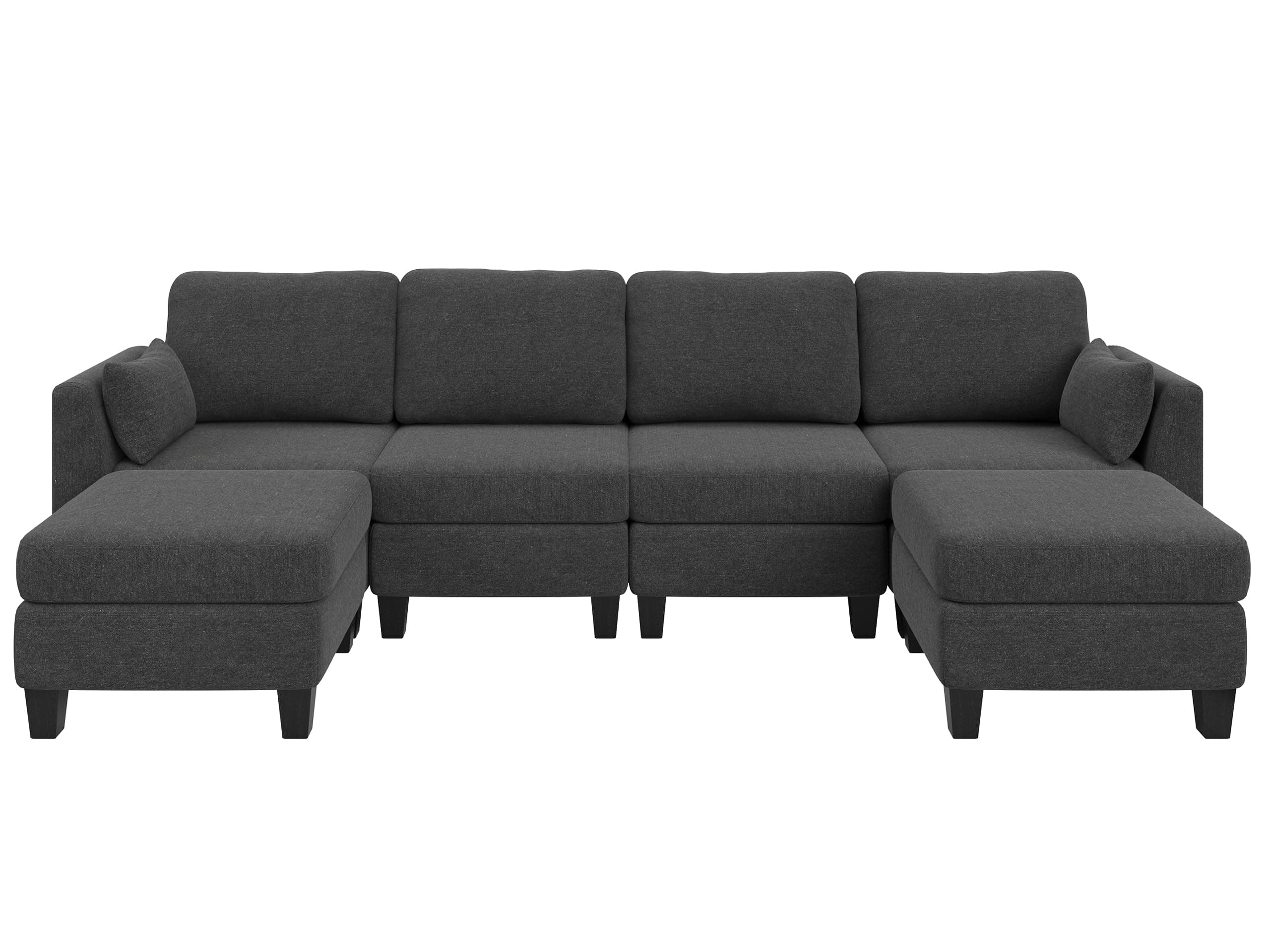 Huatean Home Modular Sectional Sofa, Convertible U Shaped Sofa Couch with Memory Foam, 6 Seat Comfy Modular Sofa Couch for Living Room, Modern U Shaped Sectional Sofa, Dimgrey