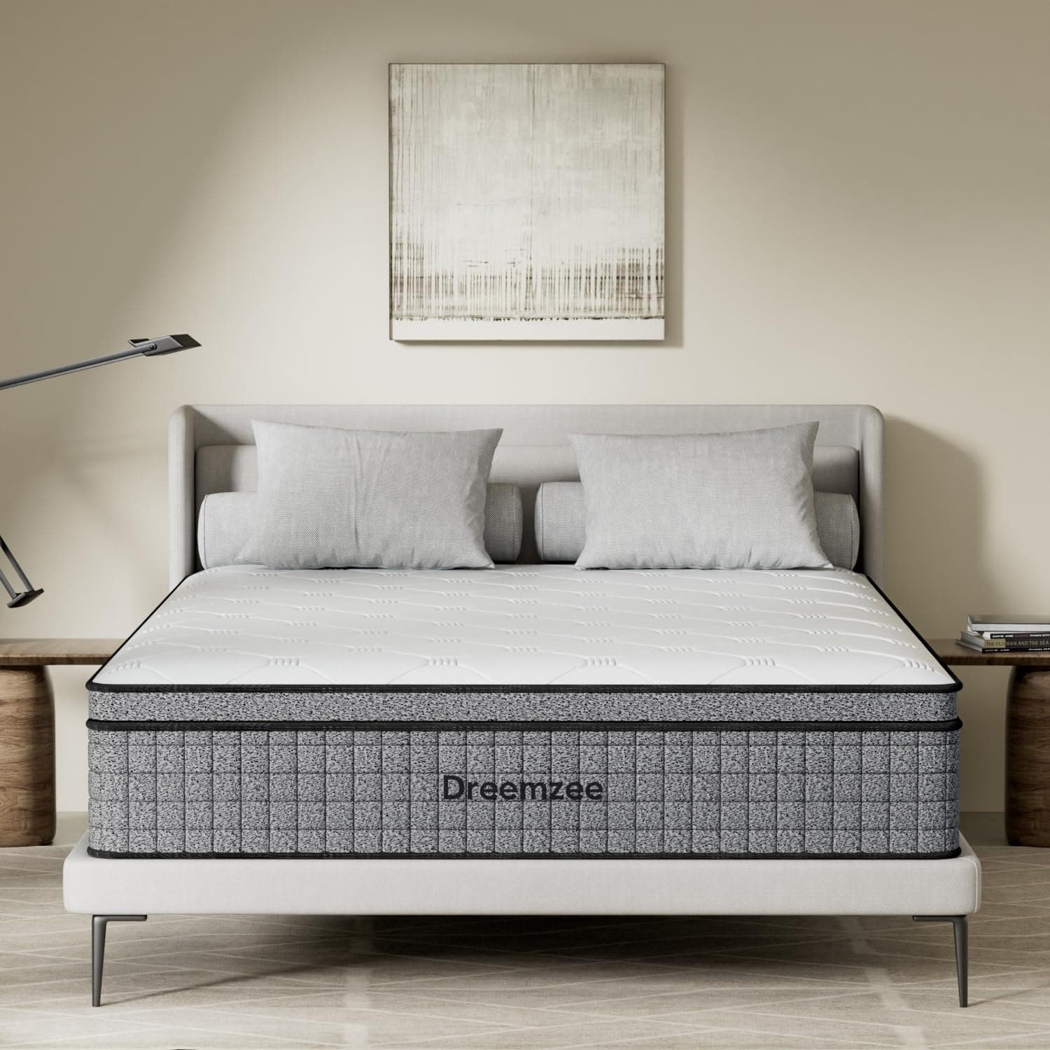 Dreemzee King Size 14 Inch Hybrid Mattress Pocket Spring, Cooling Gel Memory Foam Matelas in a Box, Fiberglass-Free, CertiPUR-US & Oeko-Tex Dual Certified, Motion Isolation, 365-Night Trial