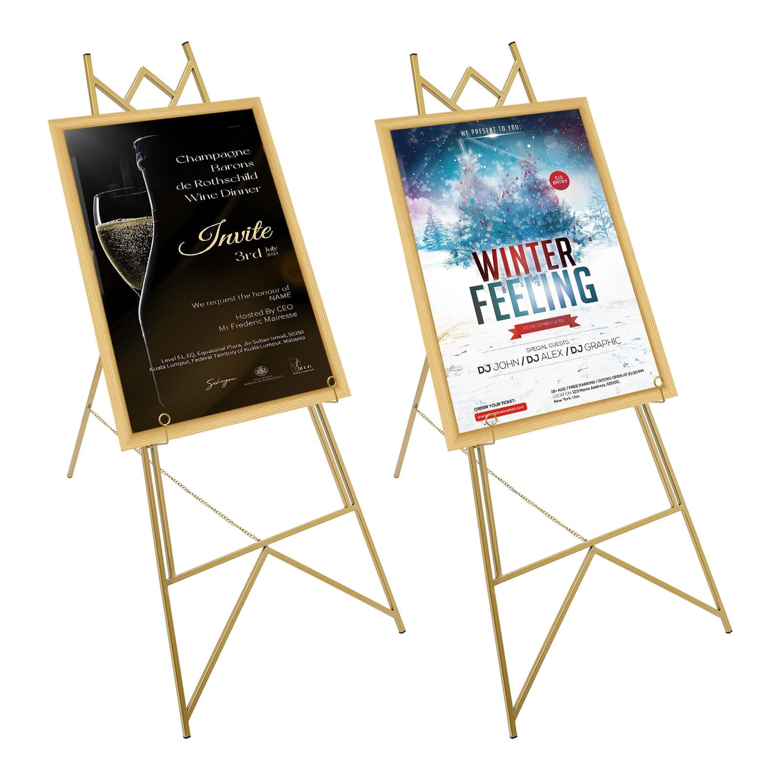 BYGOVICE Easel Stand for Wedding, Portable Sign Poster Display Easel, Art Easel for Floor Adjustable for Display Painting Wedding Shower Sign Easel, 2 Pack