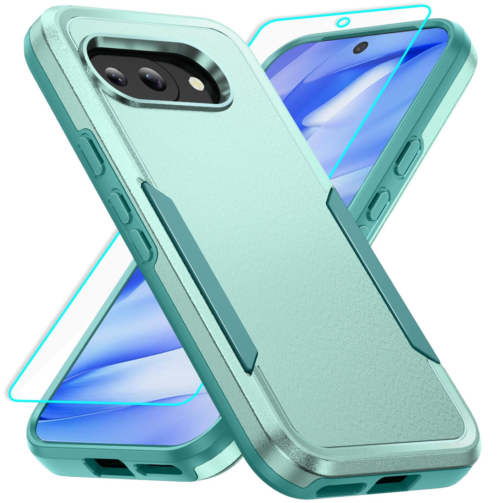 for Pixel 9a Case with Screen Protection: Heavy Duty Protective Shockproof and Scratch Proof Cell Phone case for Google Pixel 9a-Green