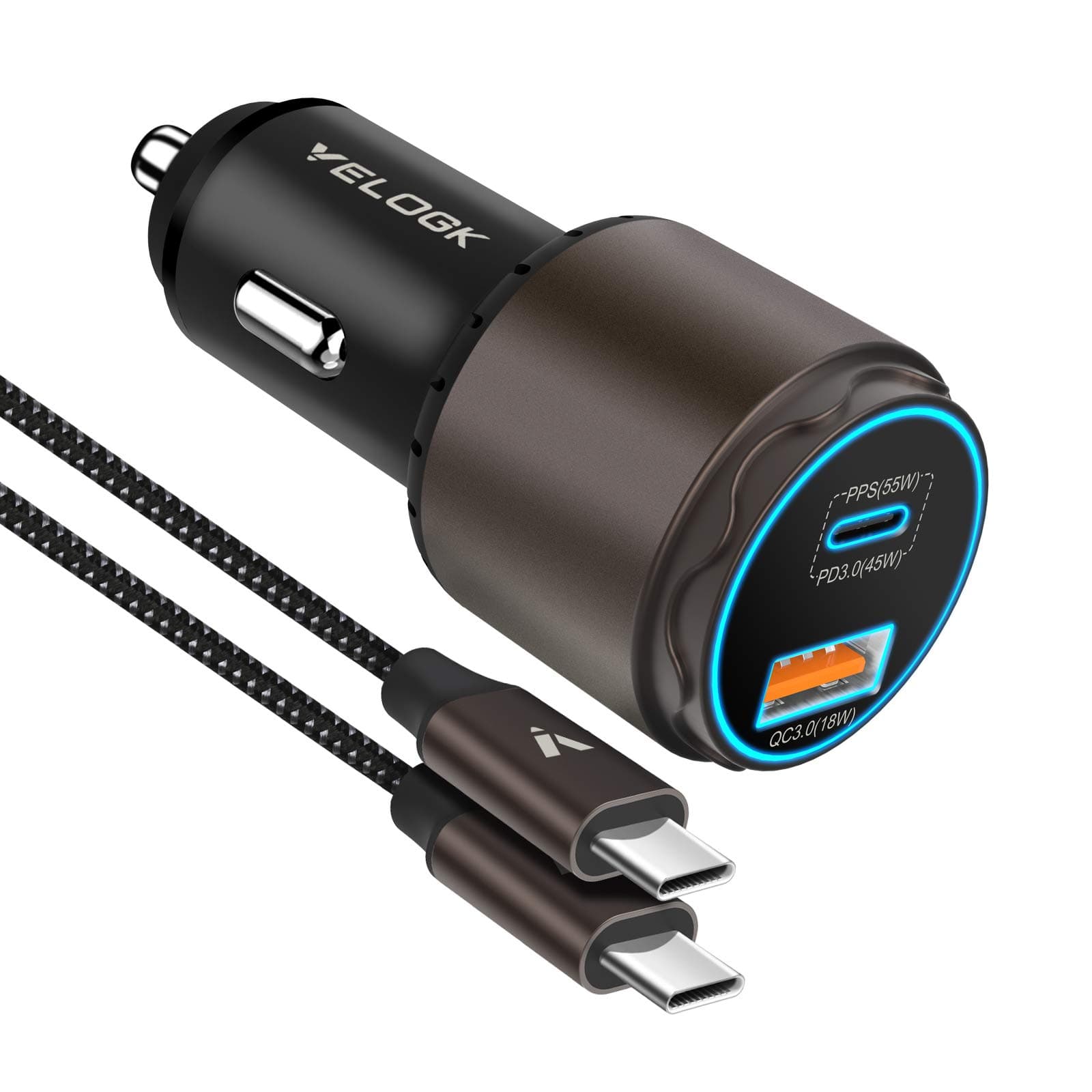 Super Fast Type C Car Charger [63W Turbo], 45W PPS/PD 3.0 USB C Car Adapter