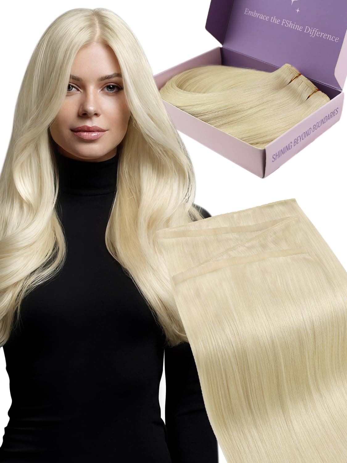 Fshine Butterfly Weft Real Hair Platinum Blonde 20 Inch 50g