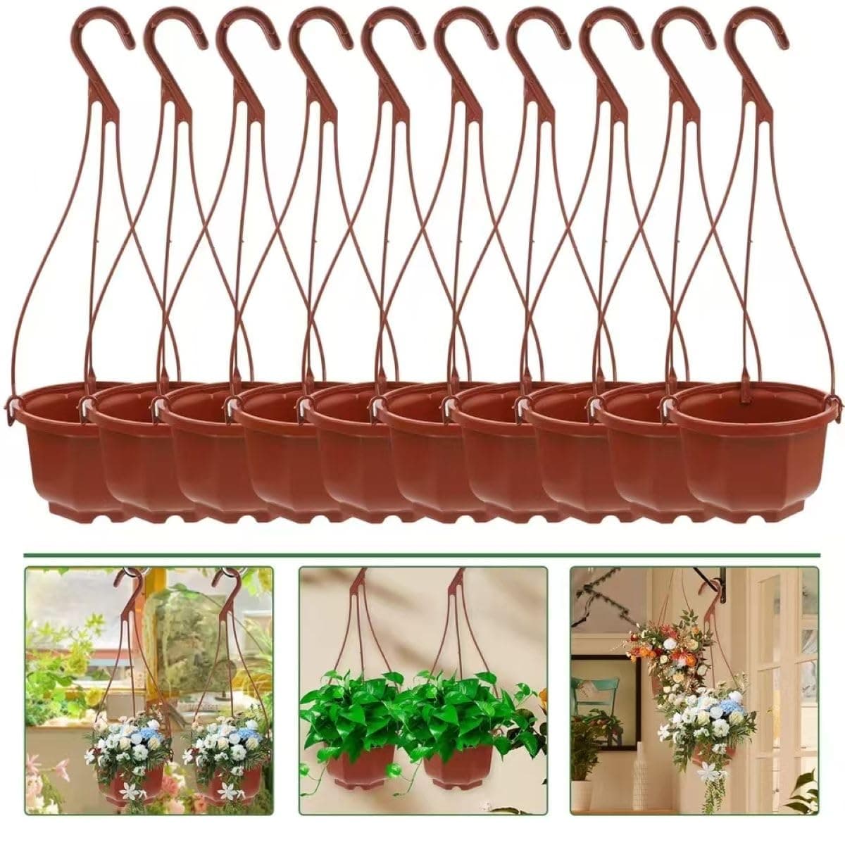 KYUQY Plastic Plant Pots, 10 Pack 3.8" Flower Seedlings Garden Supplies Flower Pots, Wall Hanging Flower Pot Hanging Nursery Pots Hanging Orchid Pot for Outdoor Indoor Garden Decor