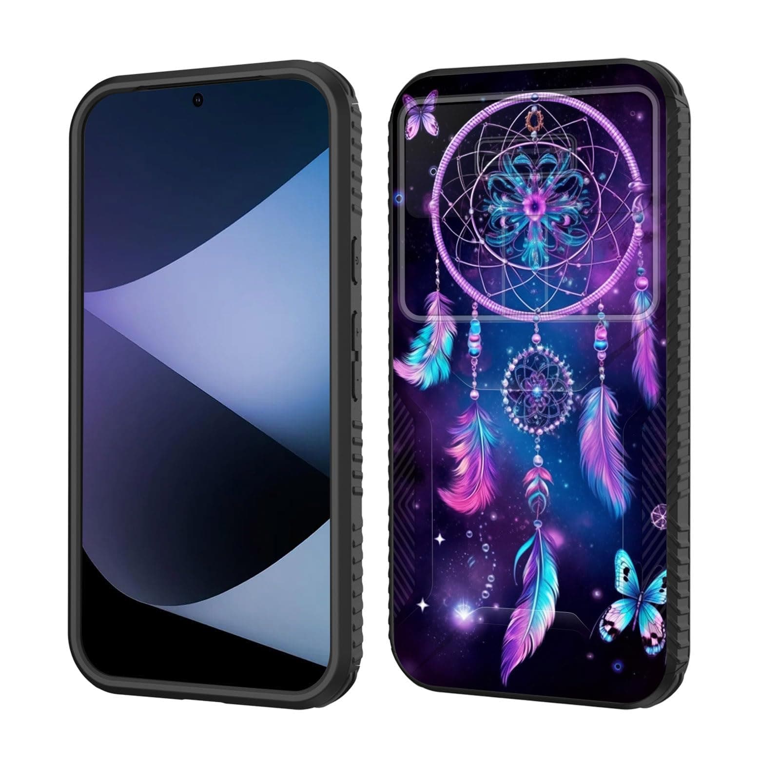 wiaekosef for Pixel 9 Pro XL Case Built in Slide Camera Lens Cover,Heavy Duty Shockproof Protection Dual Layer Case for Goolge Pixel 9 Pro XL 6.8 inch 2024,Butterfly Dream Catcher
