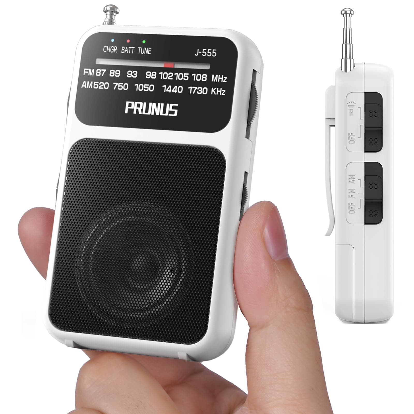 PRUNUS J-555 Portable Radio AM FM Battery Operated/USB-C Charging,