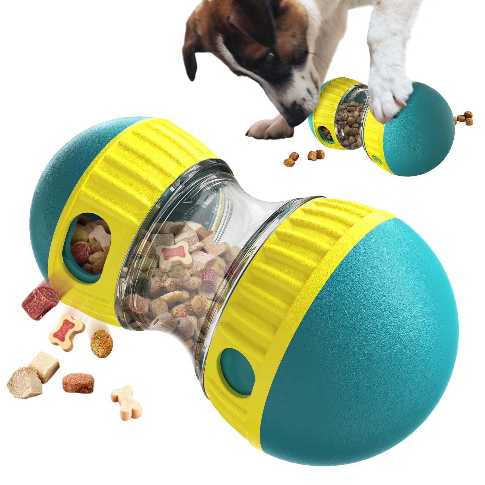 Interactive Food Puzzles Ball for Dogs, Adjustable Treat Dispensing Dog Puzzles Feeder Slow Feeding to Keep Them Busy,Stimulating Dog Toys Suitable Mediu and Larger Dogs（XL Blue）